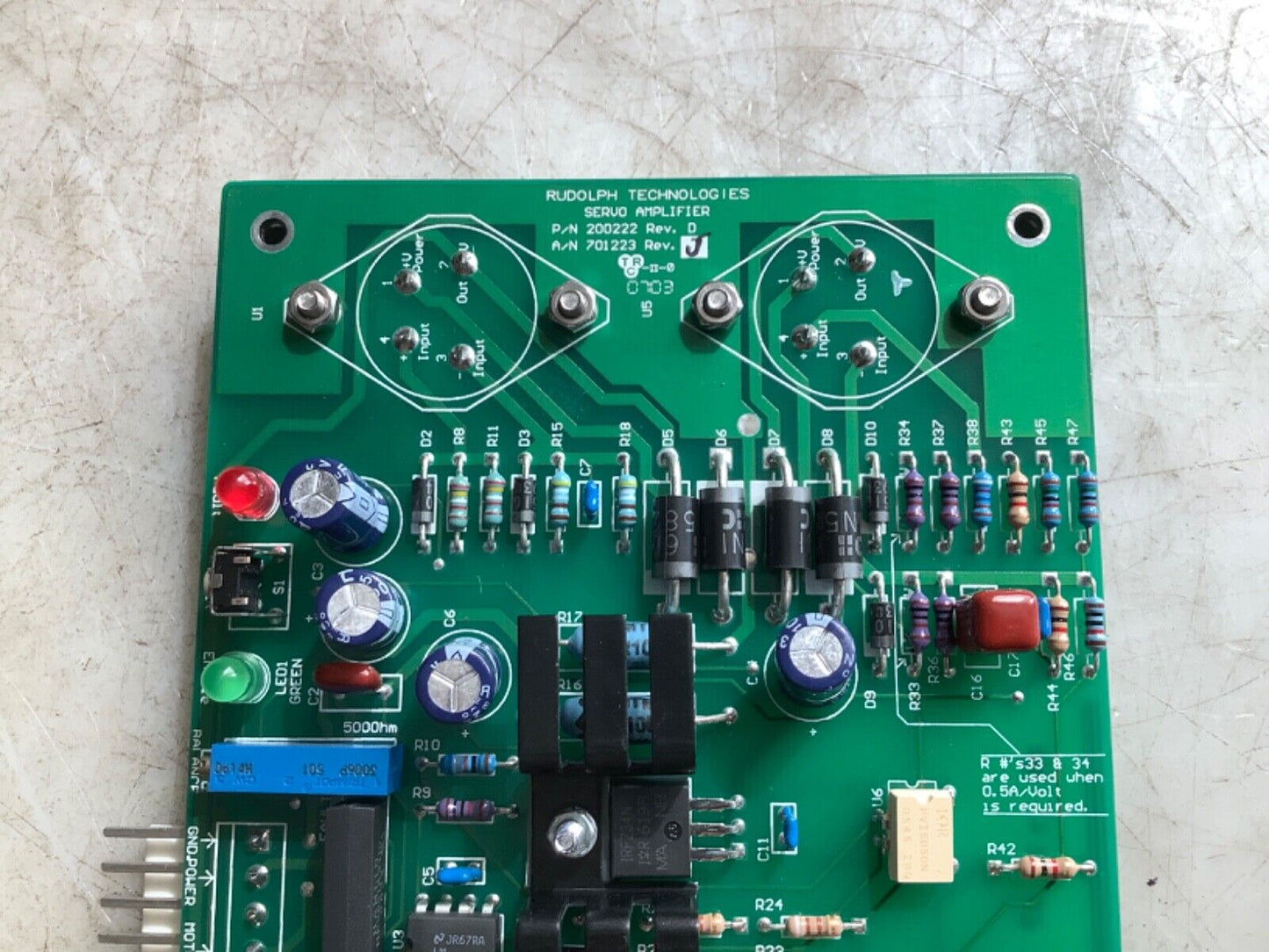 AUGUST TECHNOLOGY CORP 200222 REV. D 701223 REV. J 300200 REV G SERVO AMPLIFIER