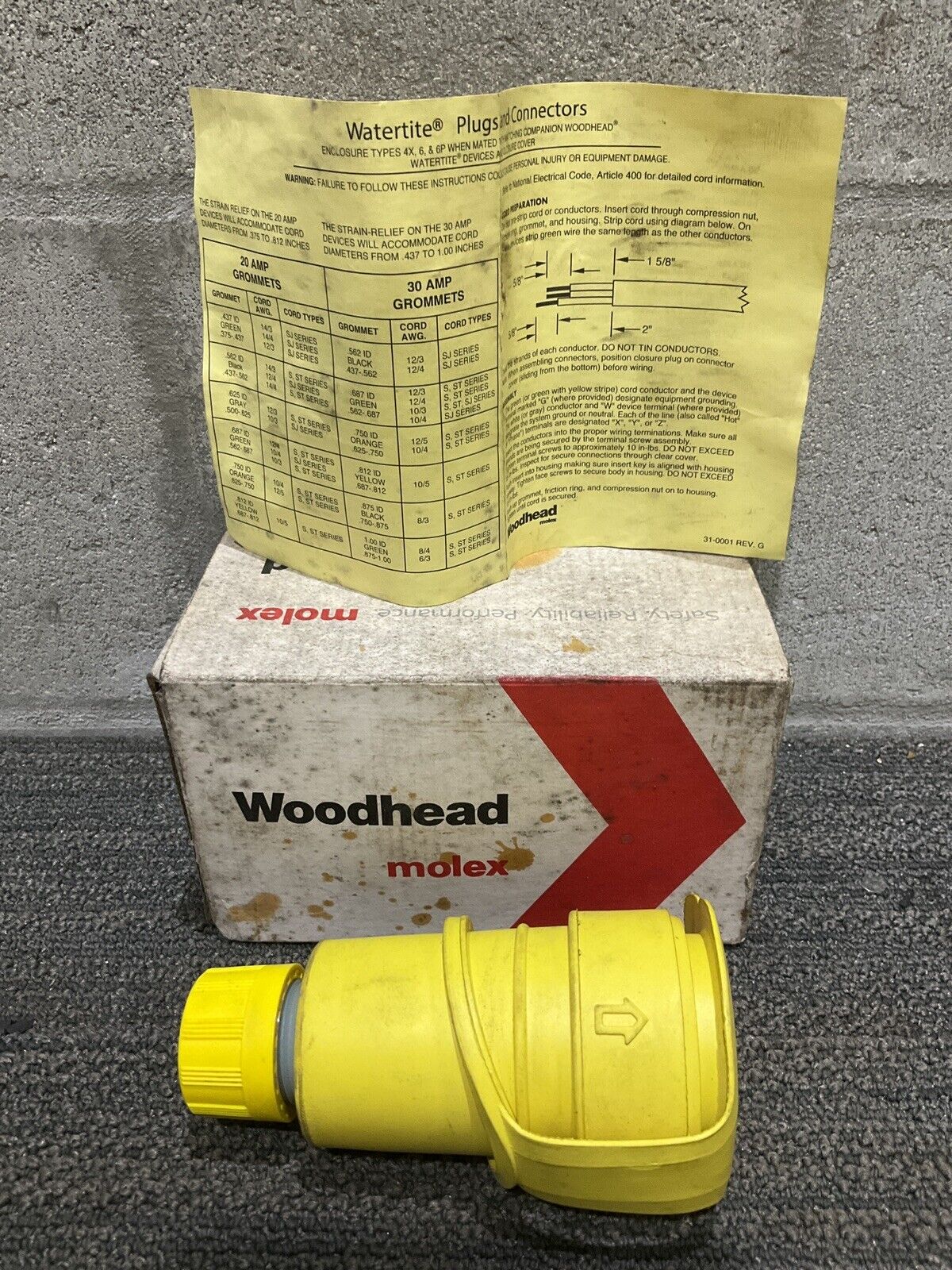 WOODHEAD MOLEX 130470048 WATERTITE CONNECTOR L6-20 20A 250V NEOTEX RUBBER 222