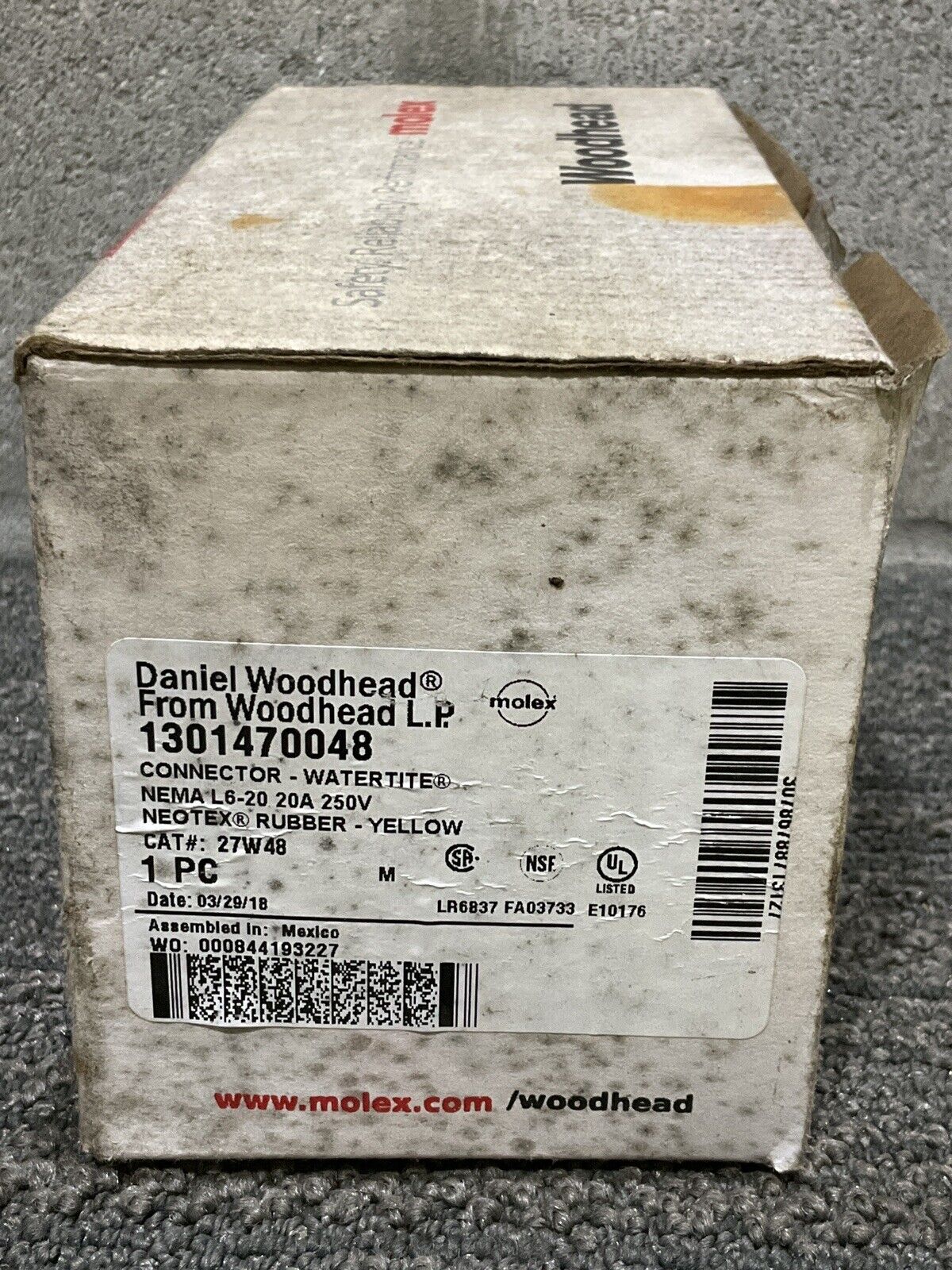 WOODHEAD MOLEX 130470048 WATERTITE CONNECTOR L6-20 20A 250V NEOTEX RUBBER 222