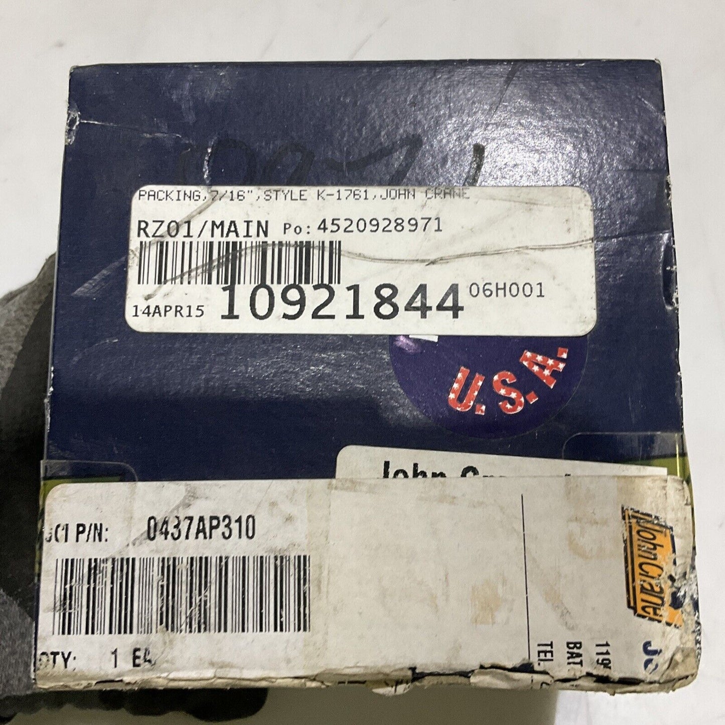 JOHN CRANE RITE PAK 1345 0437AP310 MECHANICAL PACKING A BOX 7/16IN 10FT 678