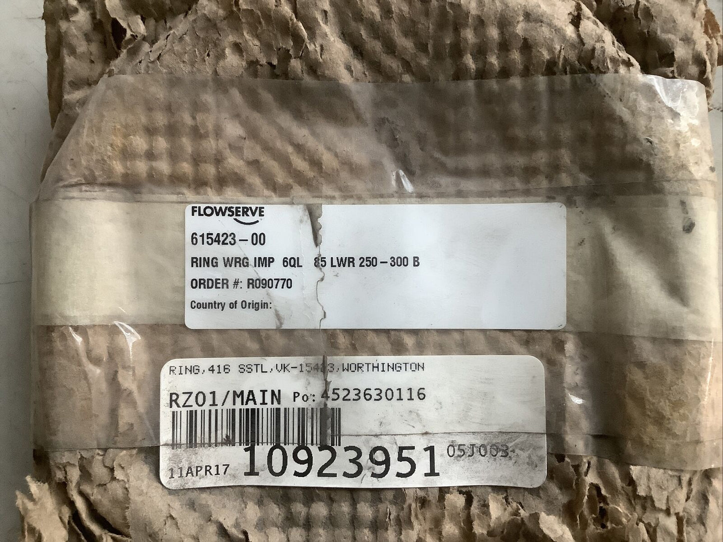 FLOWSERVE 615423-00 IMPELLER WEAR RING 6QL 85 LWR 250-300 B 678