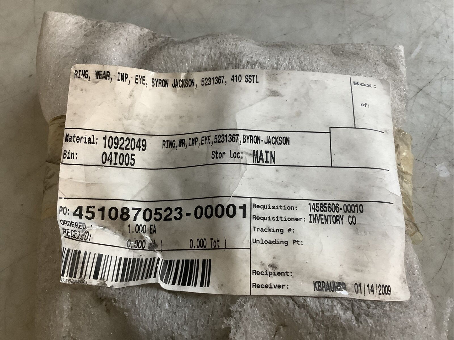 BYRON JACKSON 5231367 IMPELLER WEAR RING EYE 410 SSTL 678