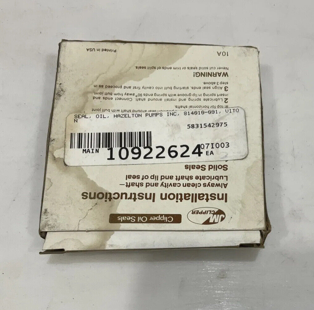 JM CLIPPER HAZELTON PUMPS INC 814010-091 VITON OIL SEAL