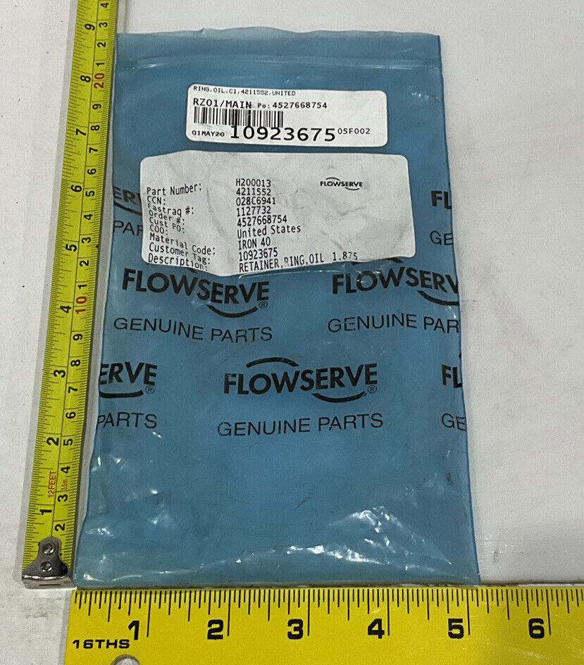 UNITED FLOWSERVE H200013-204 FLS 21784 OIL RING 4211552 CI