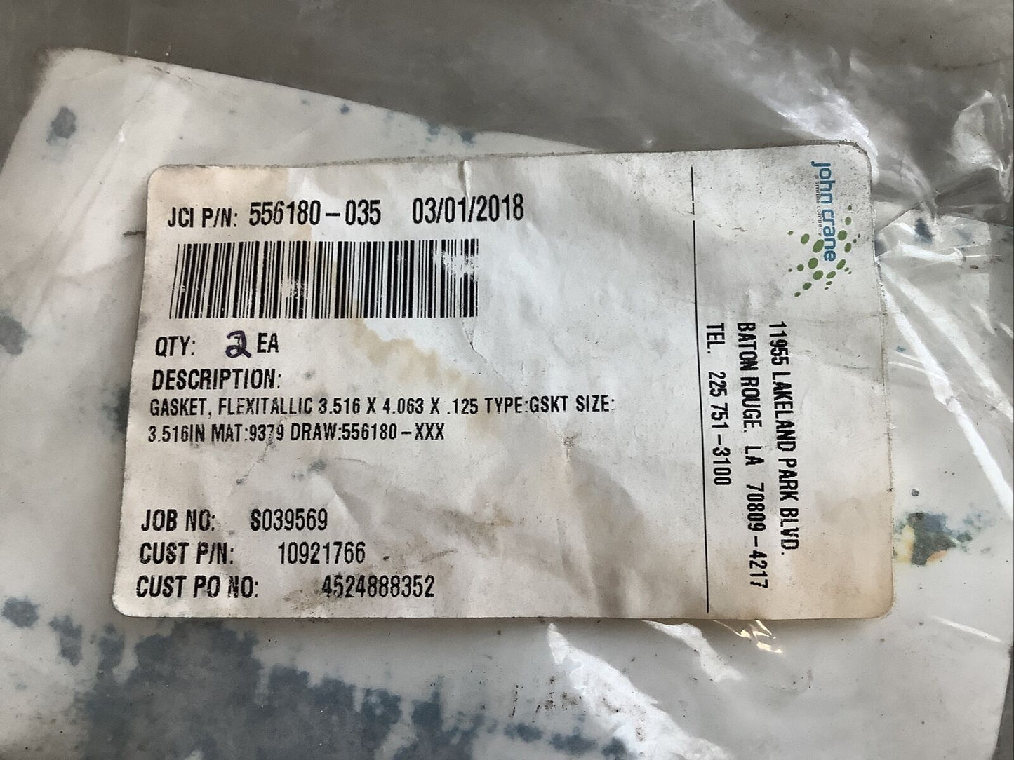 JOHN CRANE INC 556180-035 GASKET 678 - QTY 2