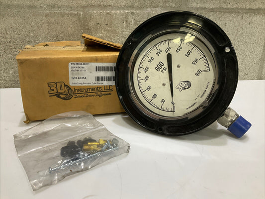 3D INSTRUMENTS 25504-28C11 5IN 1/4 IN NPT 0-600 PSI  PRESSURE GAUGE 476