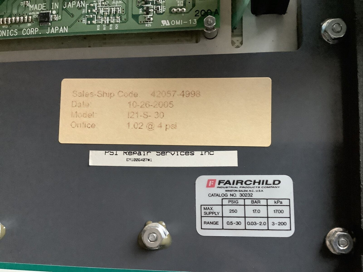 CINCINNATI TEST SYSTEMS I-21 PRESSURE DECAY LEAK TESTER