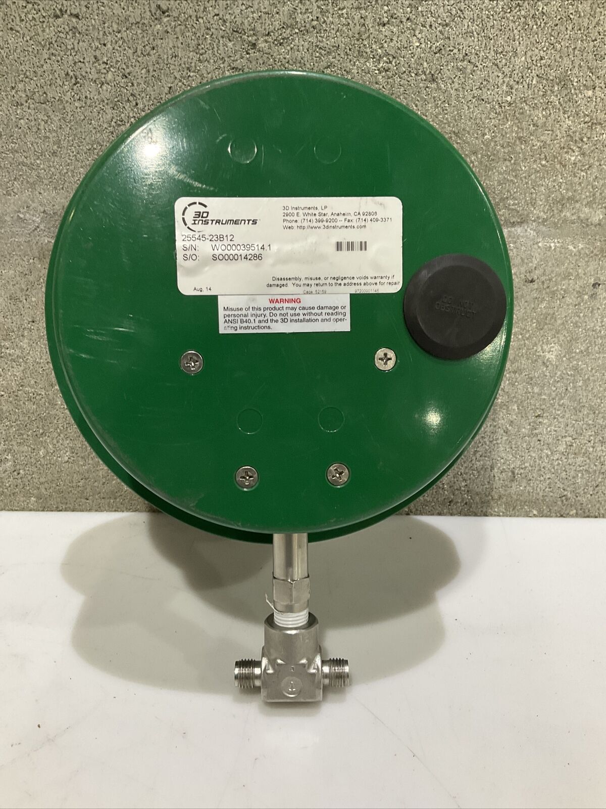 3D INSTRUMENTS ACCU-DRIVE 25545-23B12 PRECISION DIRECT DRIVE GAUGE 476