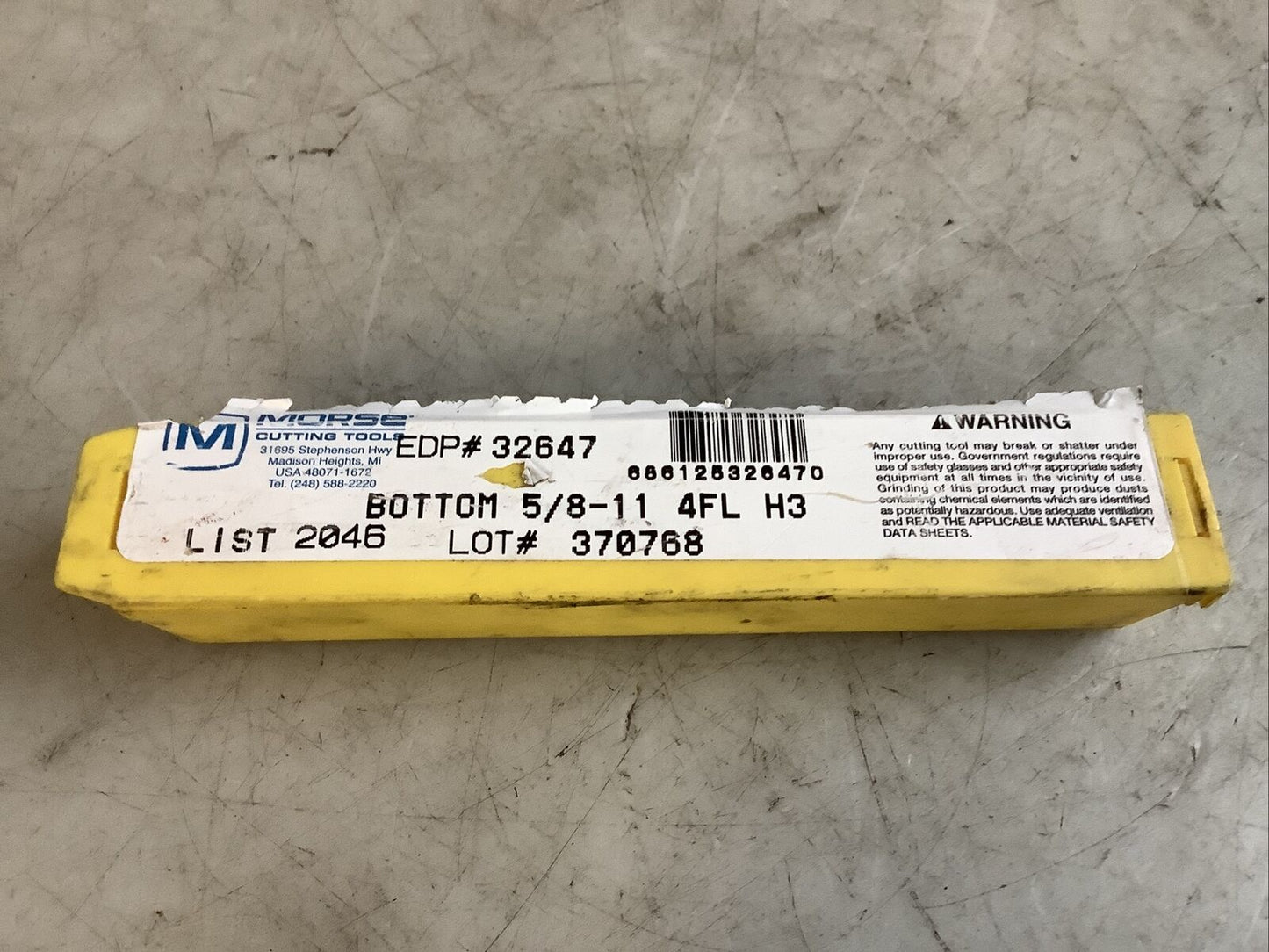MORSE 32647 HAND TAP 5/8IN-11 H3 4FL 476