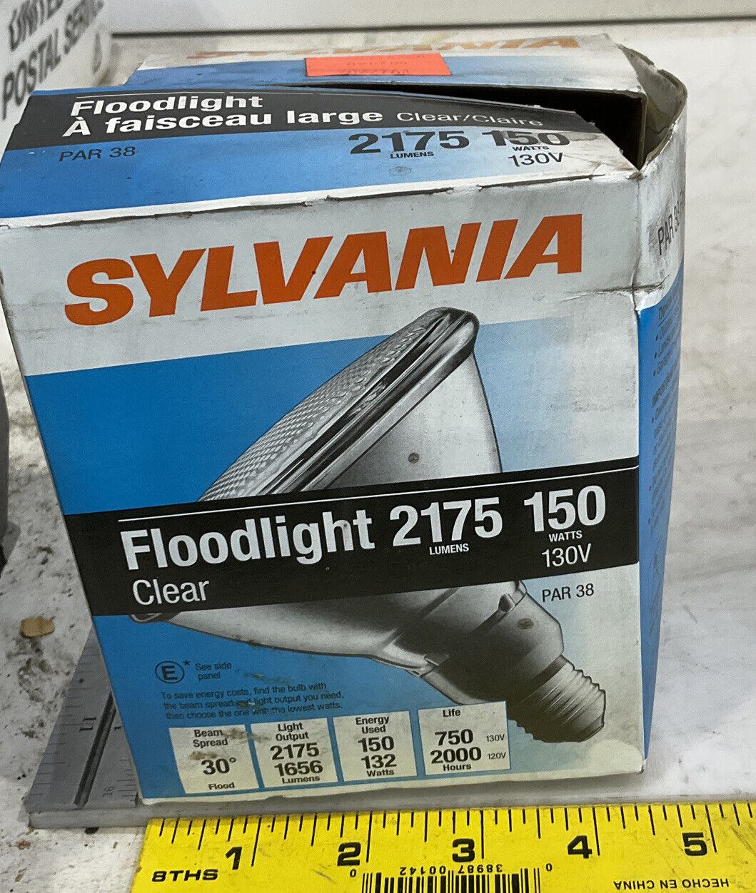 SYLVANIA PAR 38 2175 150W CLEAR FLOODLIGHT LIGHT BULB 476