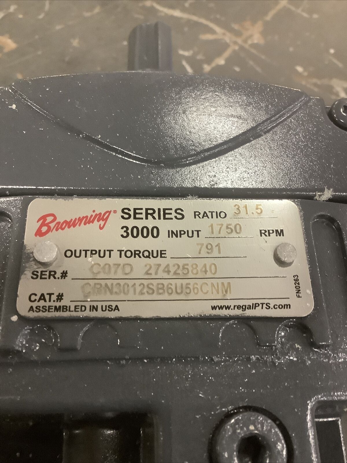 BROWNING CBN-3012-S-B6-31.5-U-56C-NM SERIES 3000 GEAR REDUCER 373