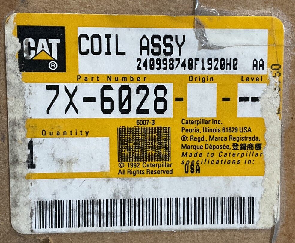 CATERPILLAR OEM 7X-6028 COIL ASSEMBLY 240998740F1920H0 476