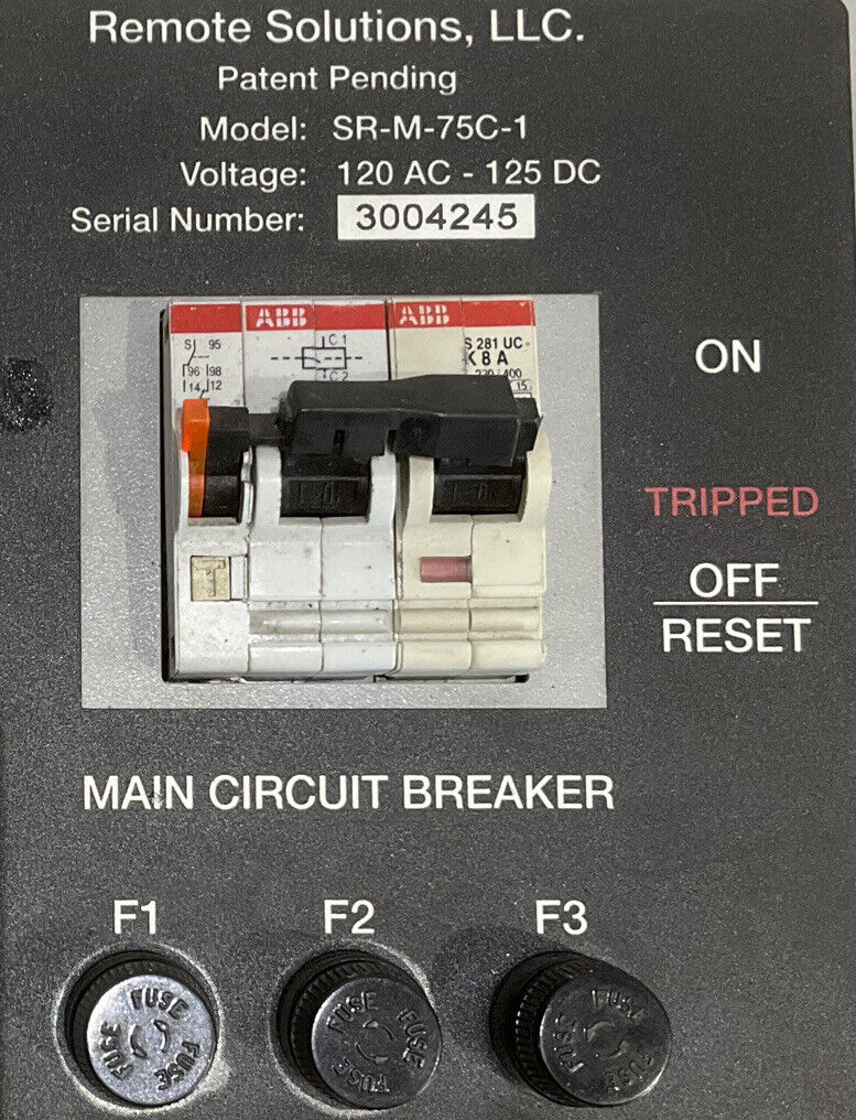 SAFE T RACK REMOTE SOLUTIONS RACKING SR-M-75C-1 CIRCUIT BREAKER 476