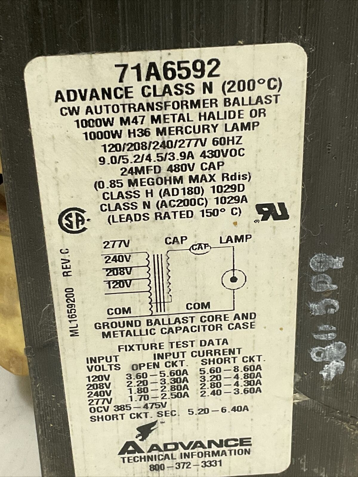 ADVANCE 71A6572-001 CORE & COIL BALLAST KIT 476