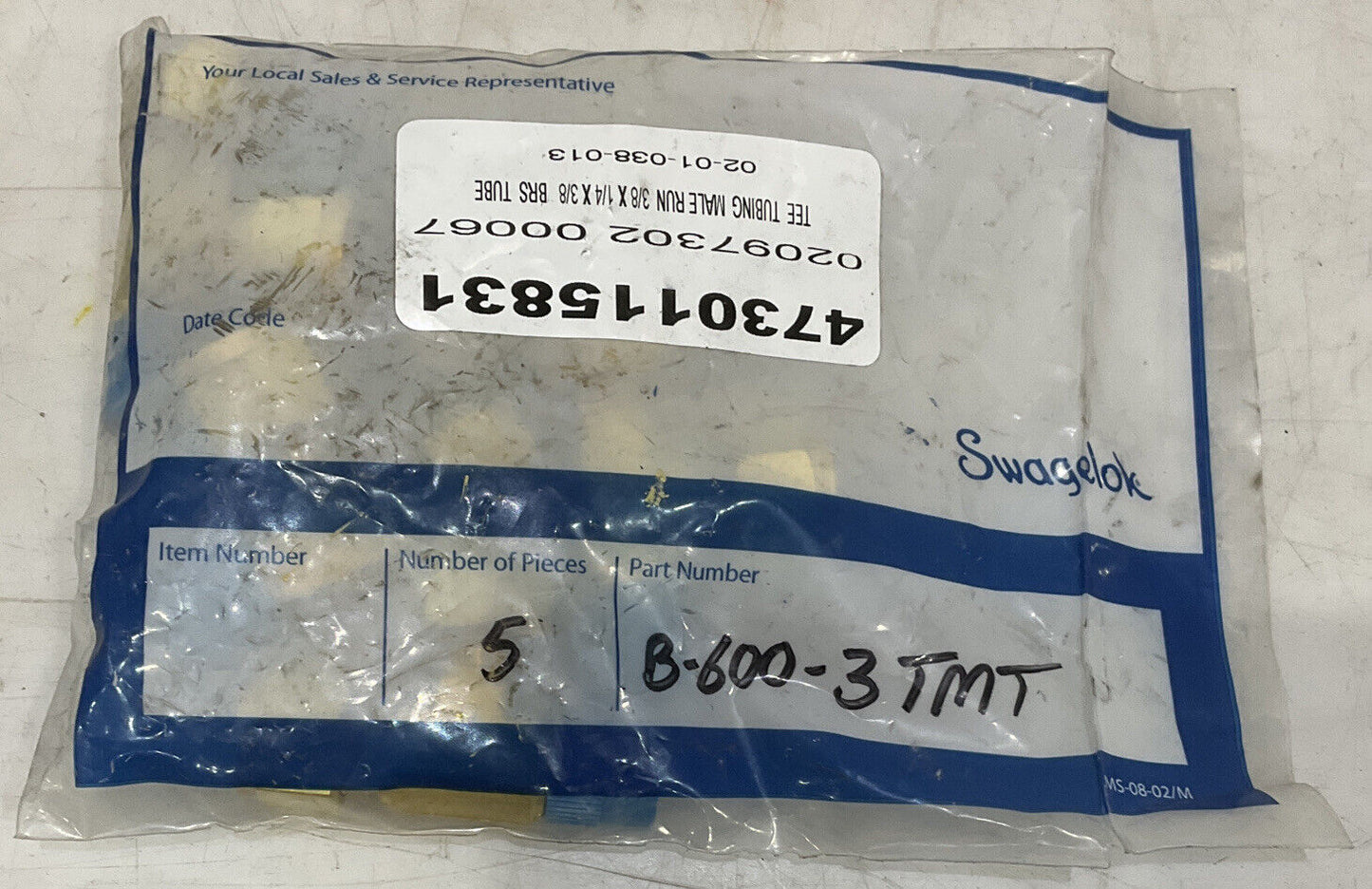 SWAGELOK B-600-3TMT MALE UNION TEE LOT OF 5 476