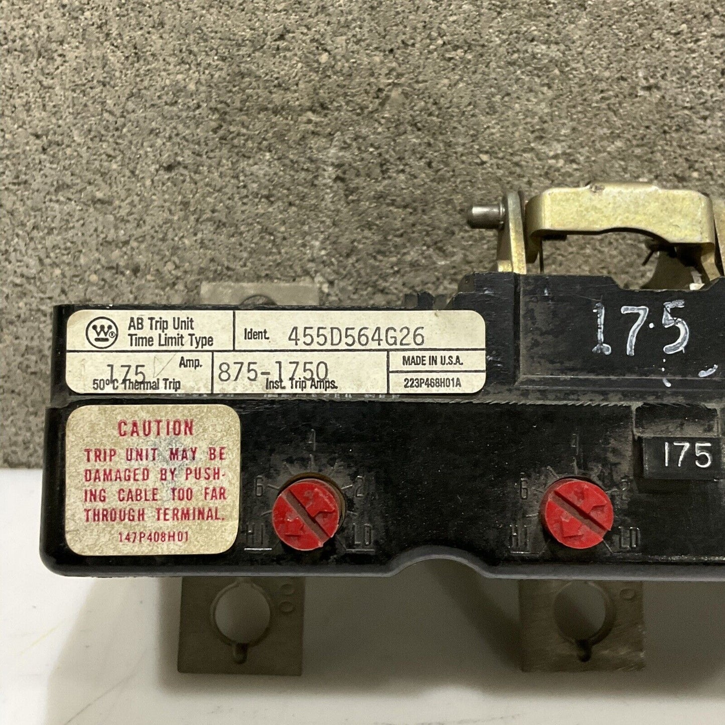 WESTINGHOUSE 455D564G26 AB TRIP UNIT 175AMP 875-1750 TRIP AMPS 373
