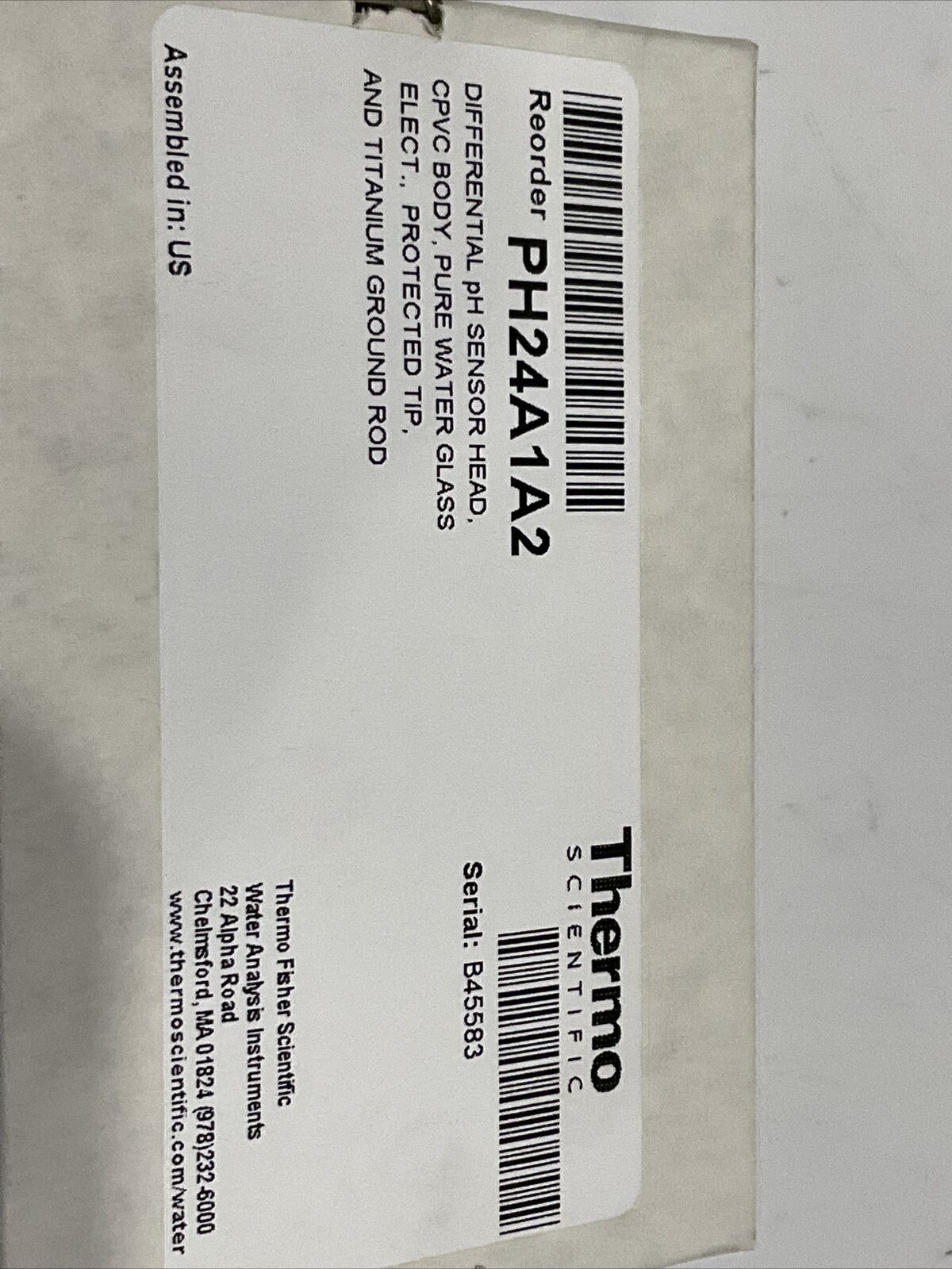 THERMO PH24A1A2 DIFFERENTAL pH SENSOR HEAD CPVC BODY PURE WATER GLASS 373