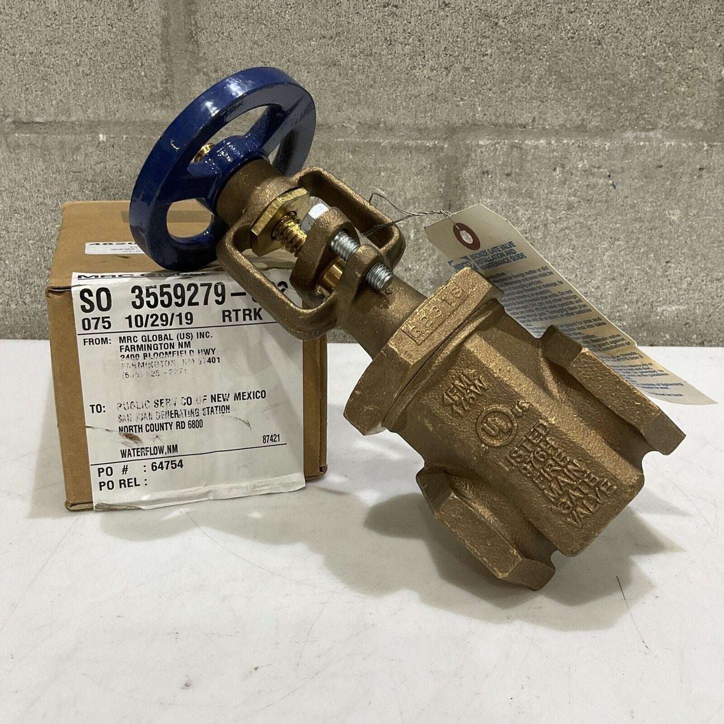 MRC GLOBAL NIBCO 976H T-104-0 1-1/2” G231B FIRE MAIN GATE VALVE BRONZE 373