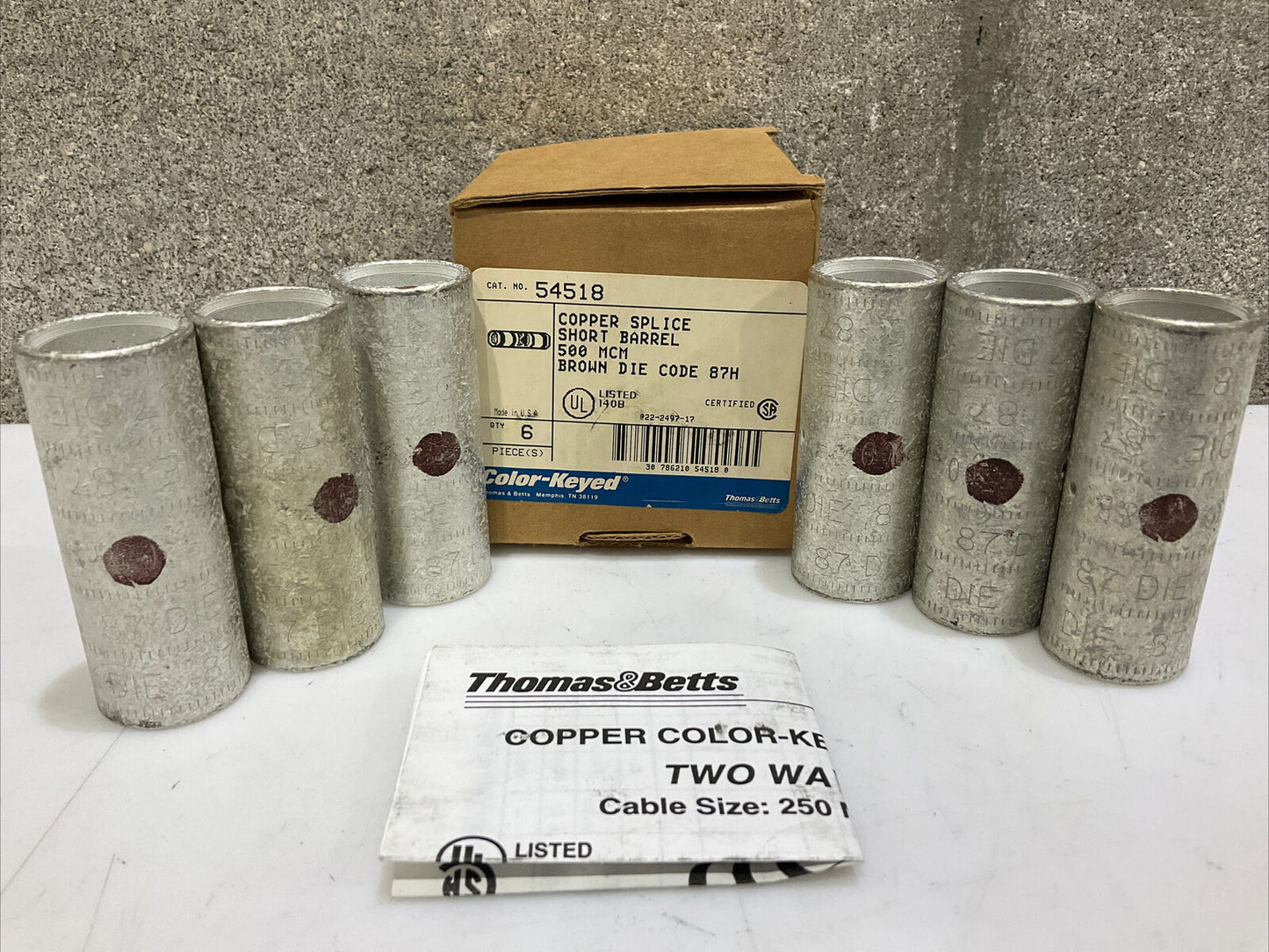 COLOR-KEYED 54518 COPPER SPLICE SHORT BARREL 500 MCM BROWN DIE LOT OF 6 373