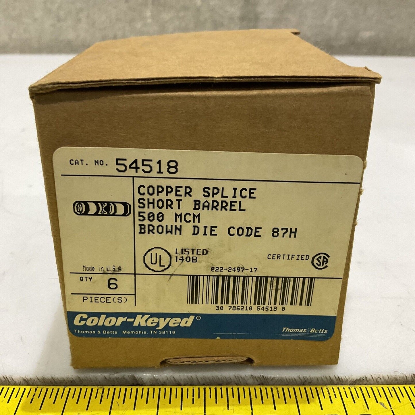 COLOR-KEYED 54518 COPPER SPLICE SHORT BARREL 500 MCM BROWN DIE LOT OF 6 373