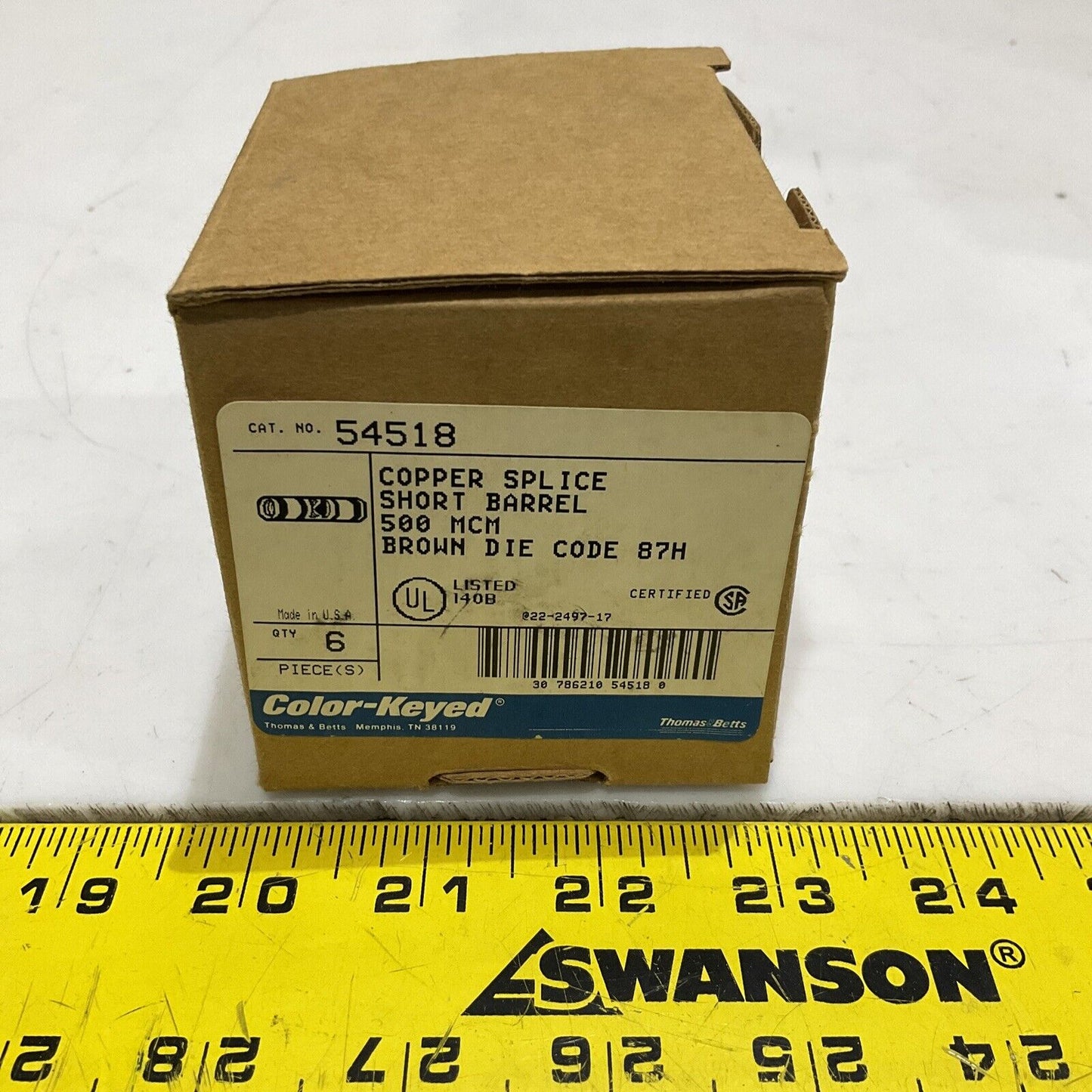 COLOR-KEYED 54518 COPPER SPLICE SHORT BARREL 500 MCM BROWN DIE LOT OF 6 373