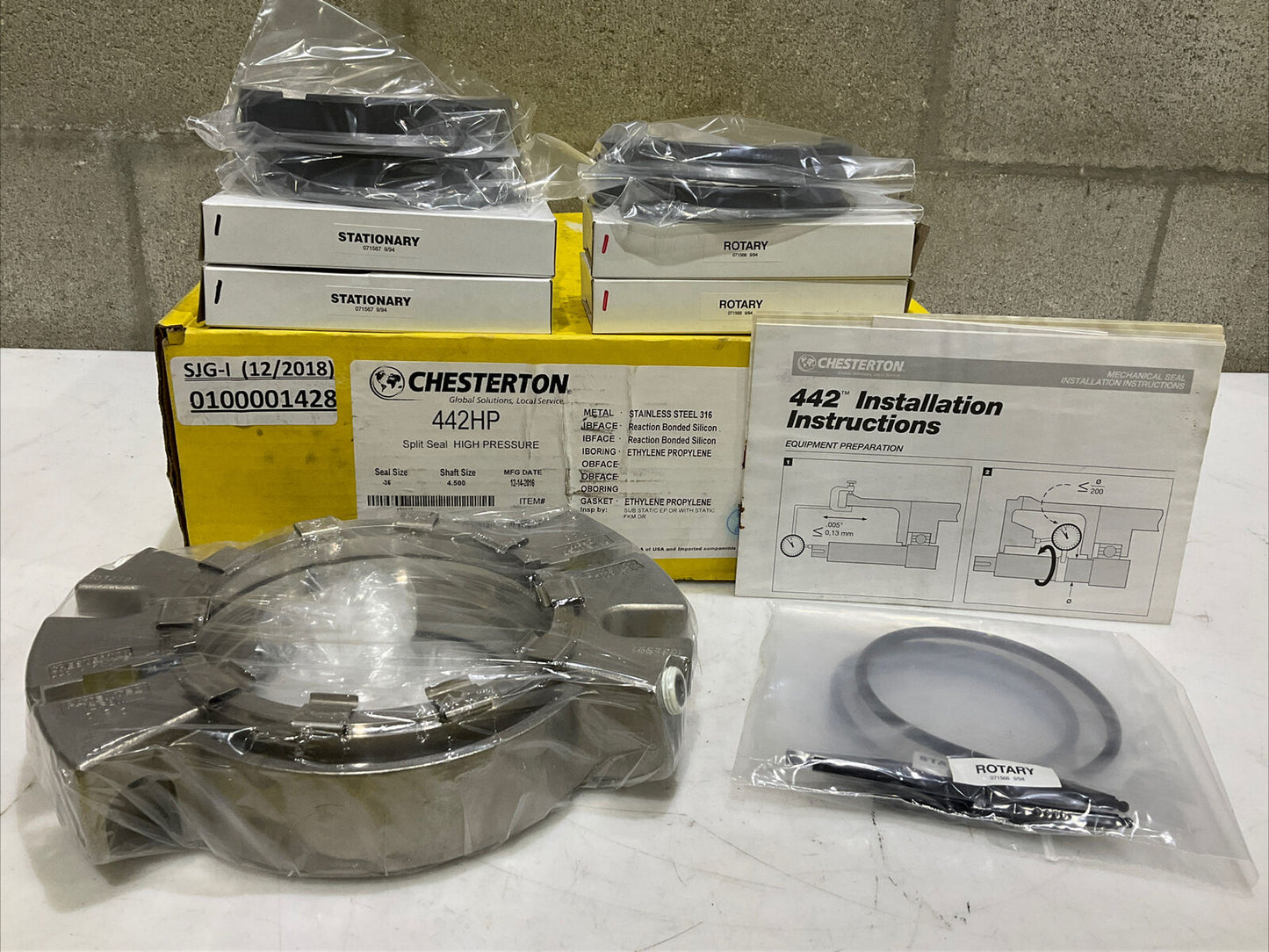 CHESTERTON 442HP HIGH PRESSURE SPLIT SEAL -36 4.5” 316 SS 373