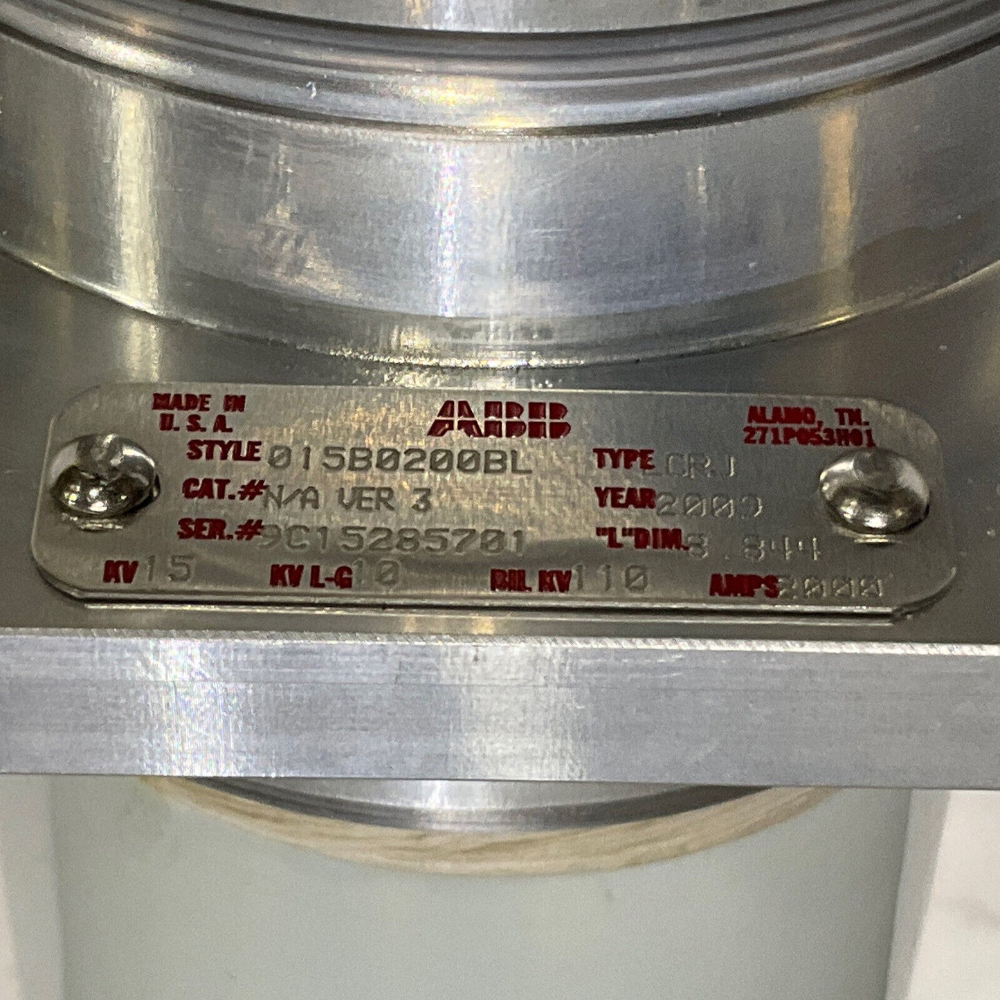 ABB 5382D48G12 LOW VOLTAGE ELECTRICAL BUSHING 15 KV 373