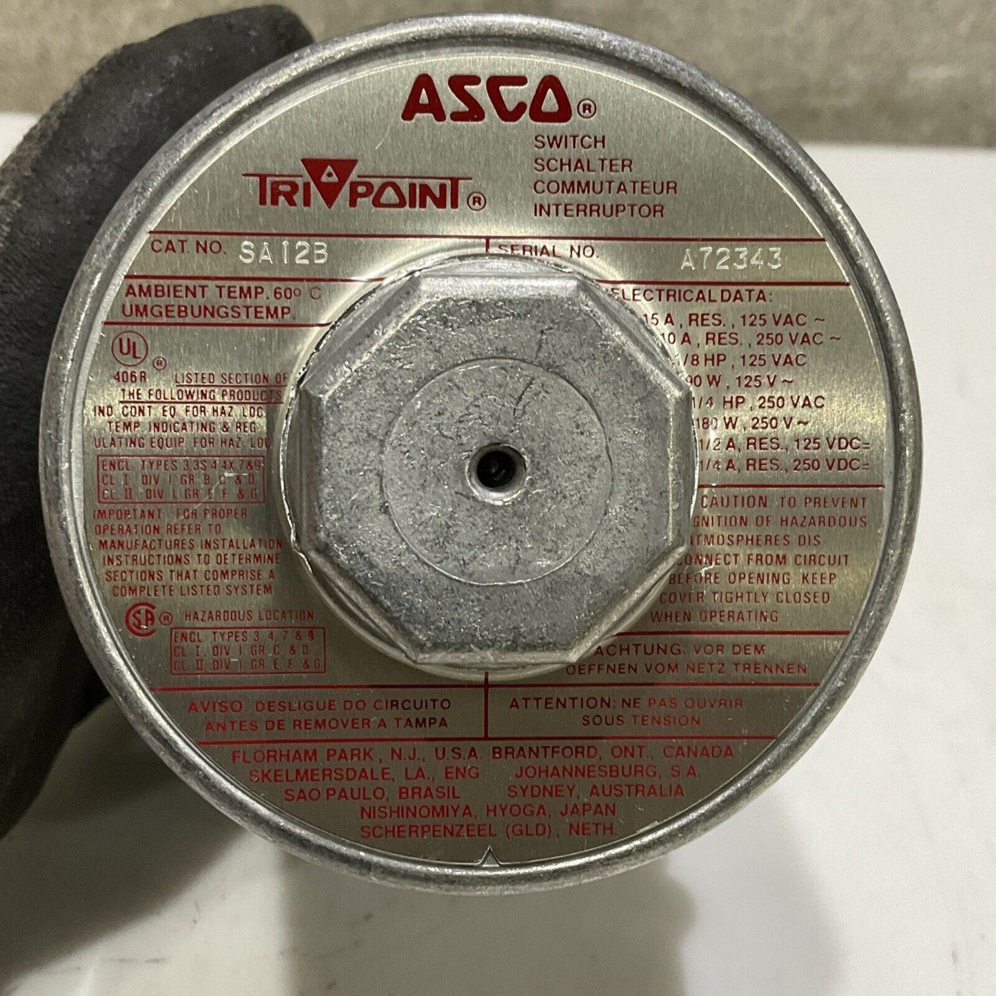 ASCO TRI-POINT A 72343 SA12B PRESSURE AND TEMPERATURE SWITCH INTERRUPTER  373