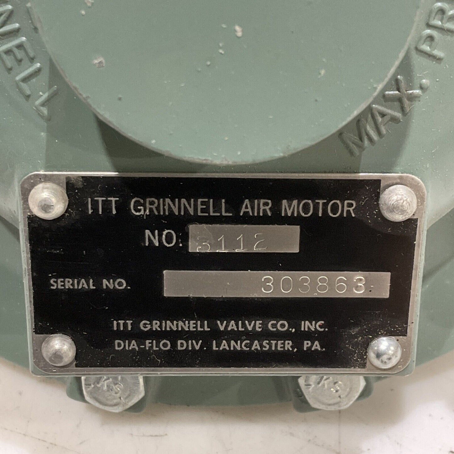 WEIR ITT GRINNELL 3112 303863 DIAPHRAGM VALVE 85 PSI FIG 2407-3112-R 373