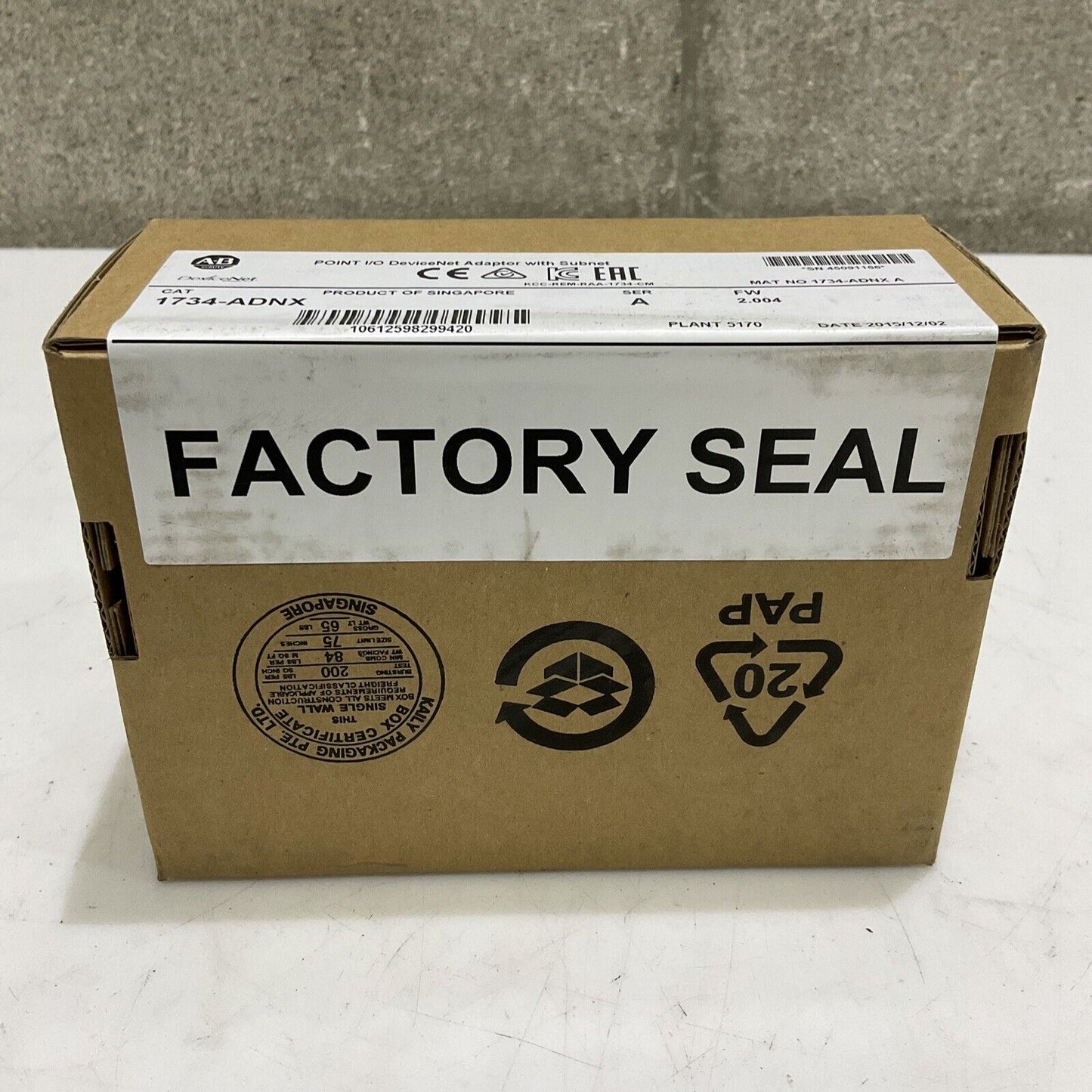 ALLEN BRADLEY 1734-ADNX POINT I/O DEVICENET ADAPTER WITH SUBNET SERIES A 373