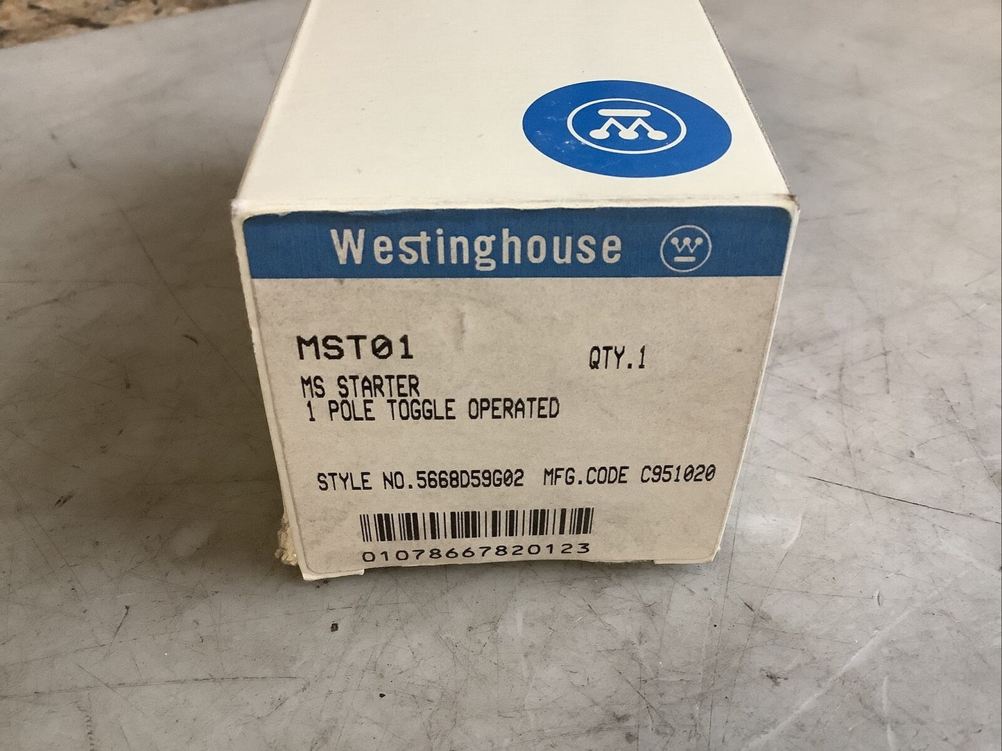 WESTINGHOUSE MST01 MANUAL STARTER SWITCH TOGGLE 1 POLE 373