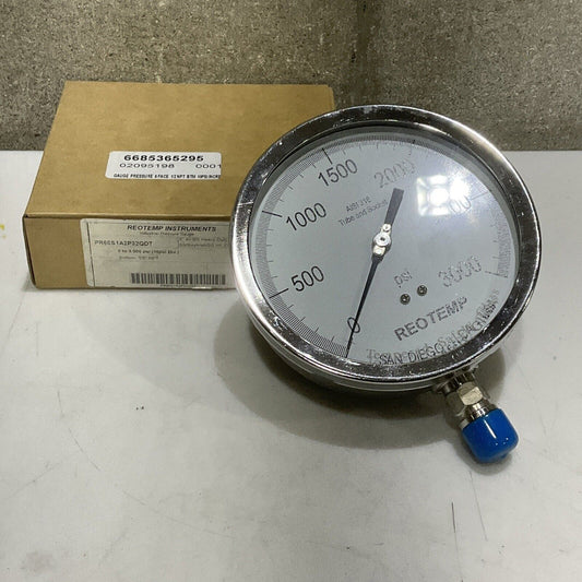 REOTEMP PR60S1A2P32QDT INDUSTRIAL PRESSURE GAUGE 0-3000 PSI 6” 1/2” NPT 373