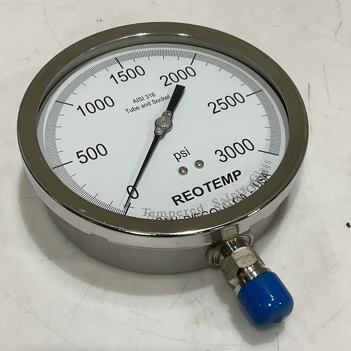 REOTEMP PR60S1A2P32QDT INDUSTRIAL PRESSURE GAUGE 0-3000 PSI 6” 1/2” NPT 373