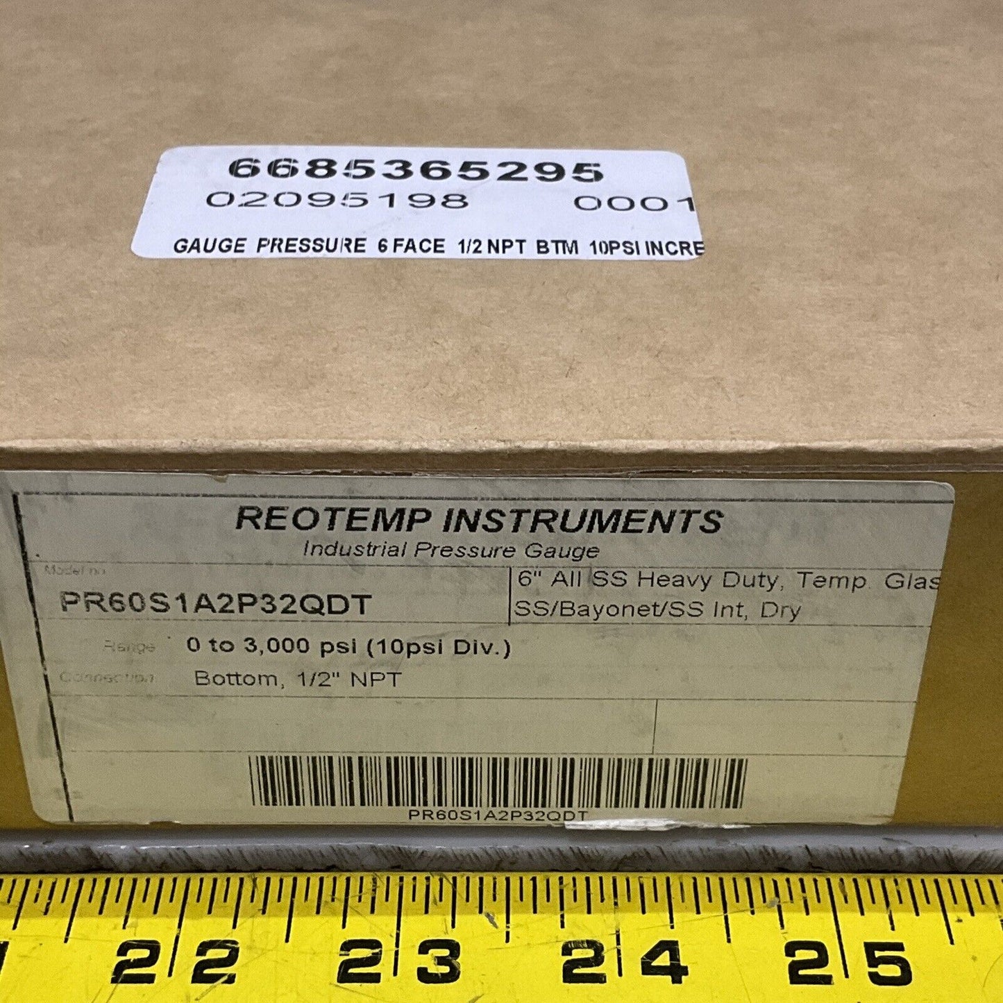 REOTEMP PR60S1A2P32QDT INDUSTRIAL PRESSURE GAUGE 0-3000 PSI 6” 1/2” NPT 373