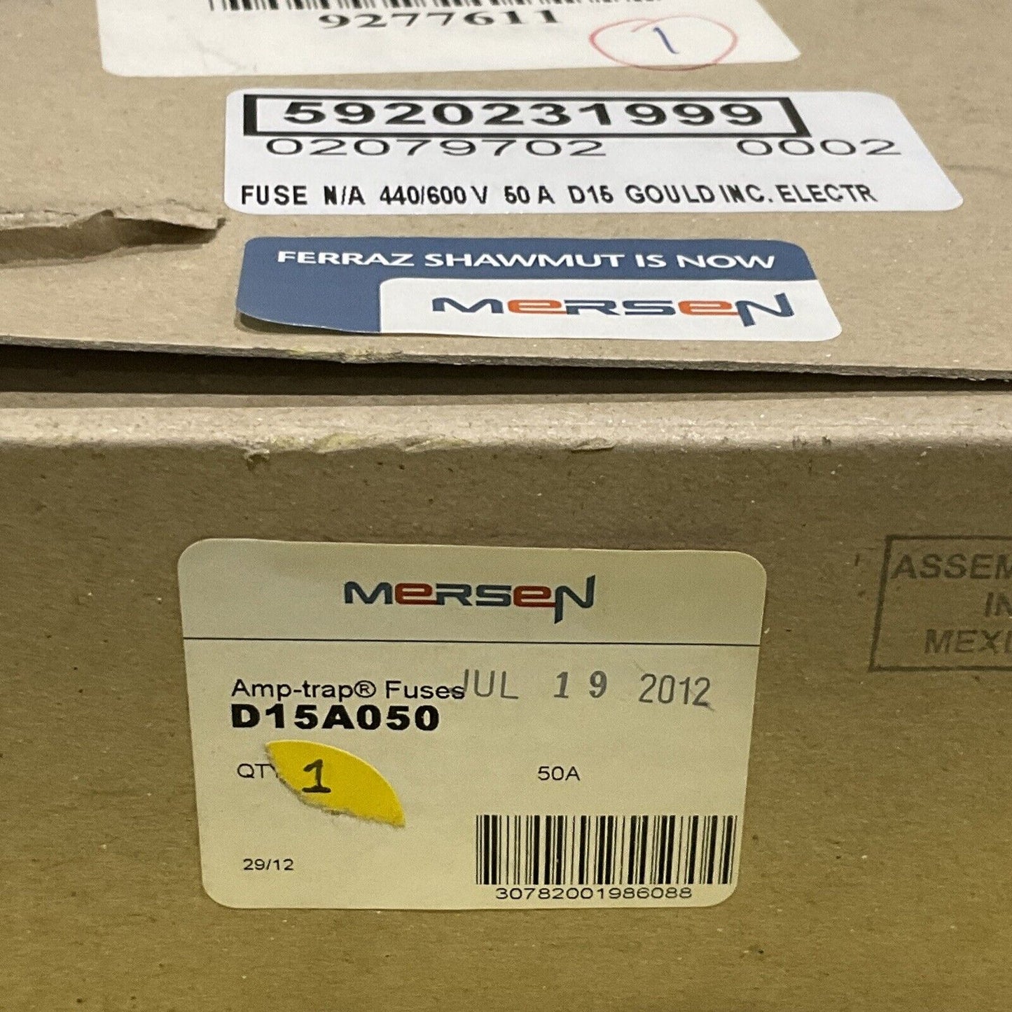 MERSEN FERRAZ SHAWMUT D15A050 AMP-TRAP FUSE CLASS D15 449-600V 373