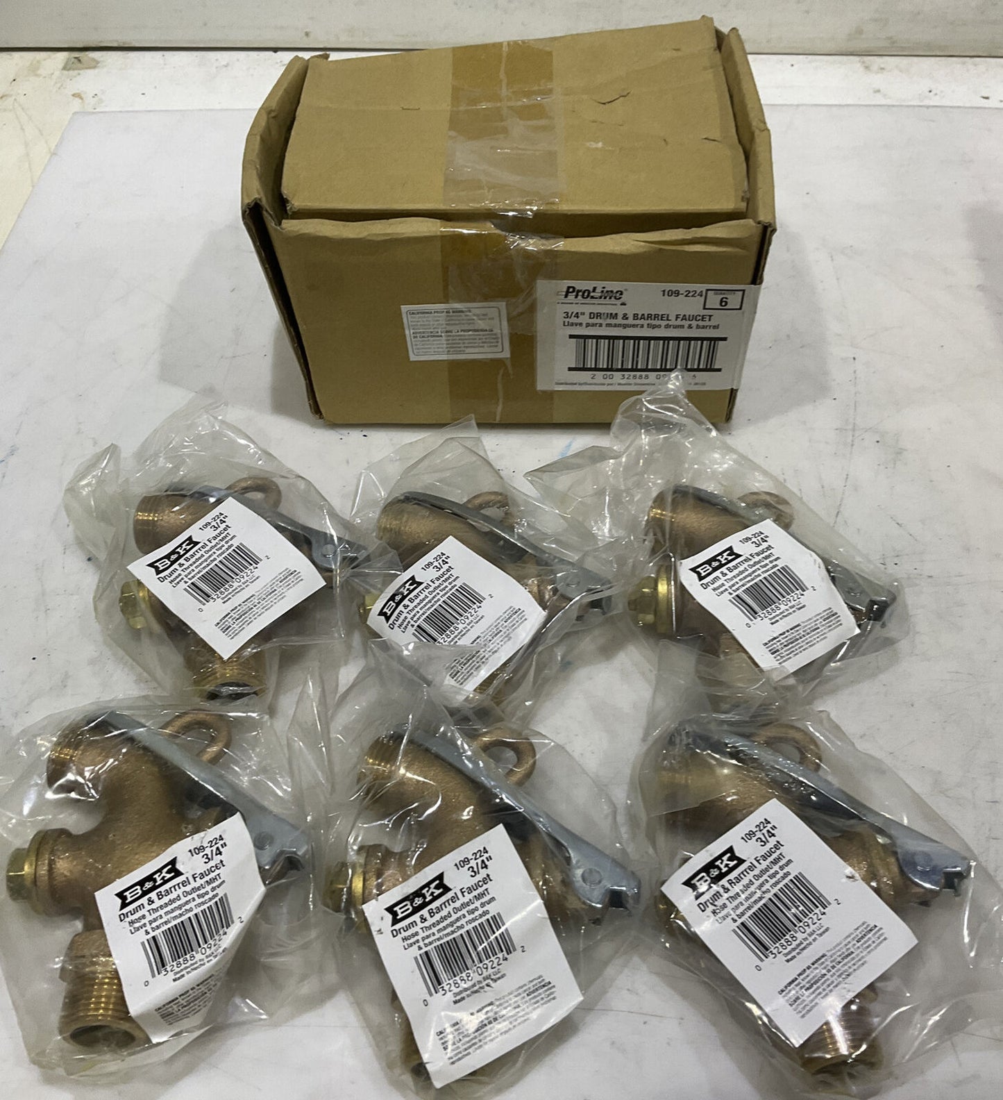 PROLINE 109-224 3/4” DRUM AND BARREL FAUCET LOT OF 6 373