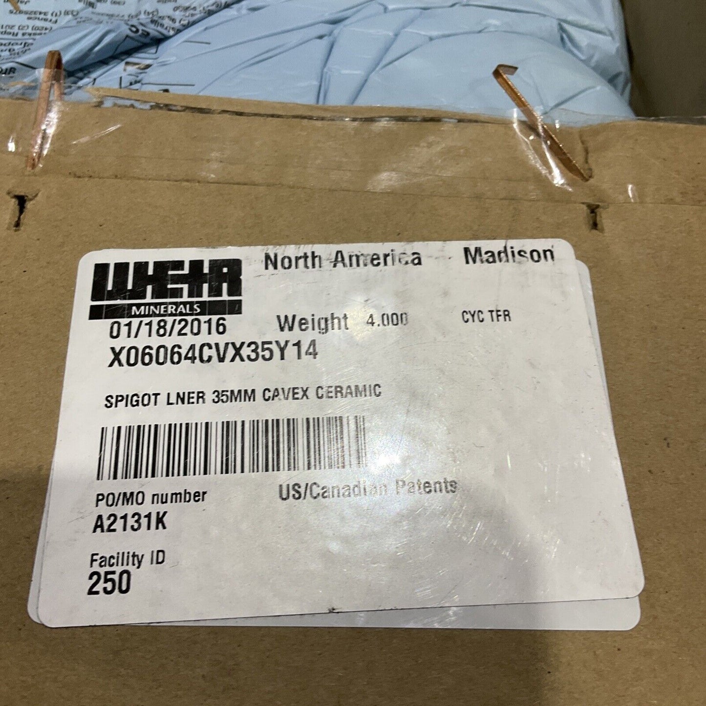 WEIR X0604CVX35Y14 CAVEX CERAMIC 35 MM SPIGOT LINER 373