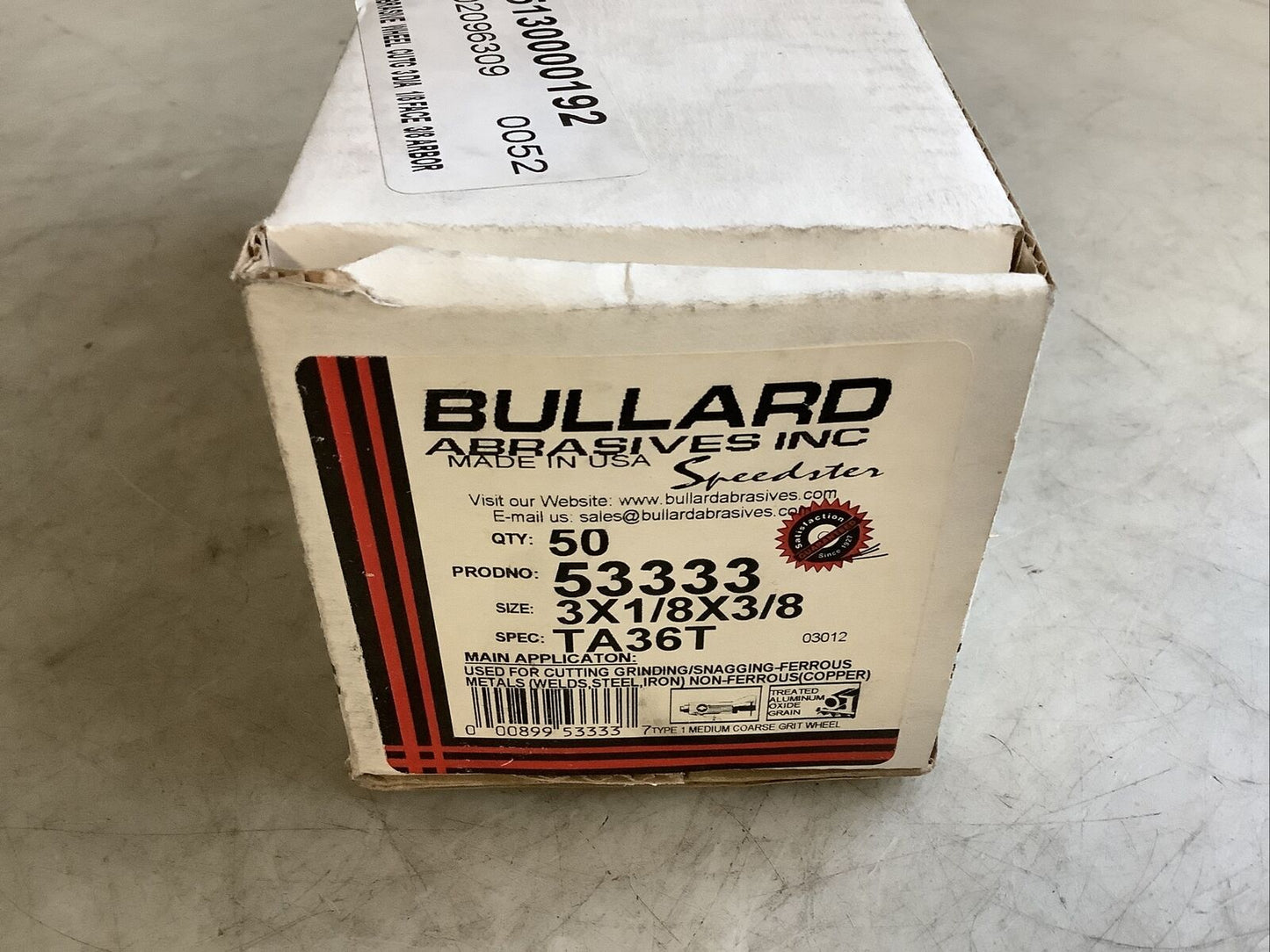 BULLARD 53333 CUT-OFF WHEEL 3 X 1/8 X 3/8 373 - QTY 50