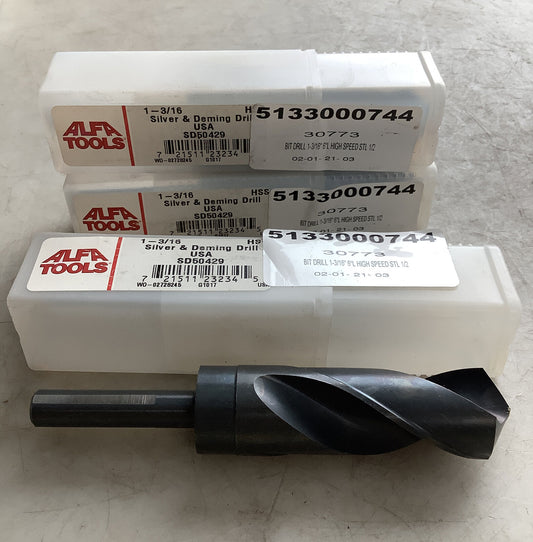 ALFA TOOLS SD50429 1-3/16 SILVER & DEMING DRILL LOT OF 3 373
