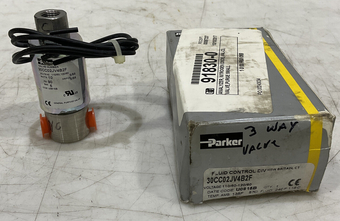 PARKER 30CC02JV4B2F FLUID CONTROL 3 Way Valve 97A8