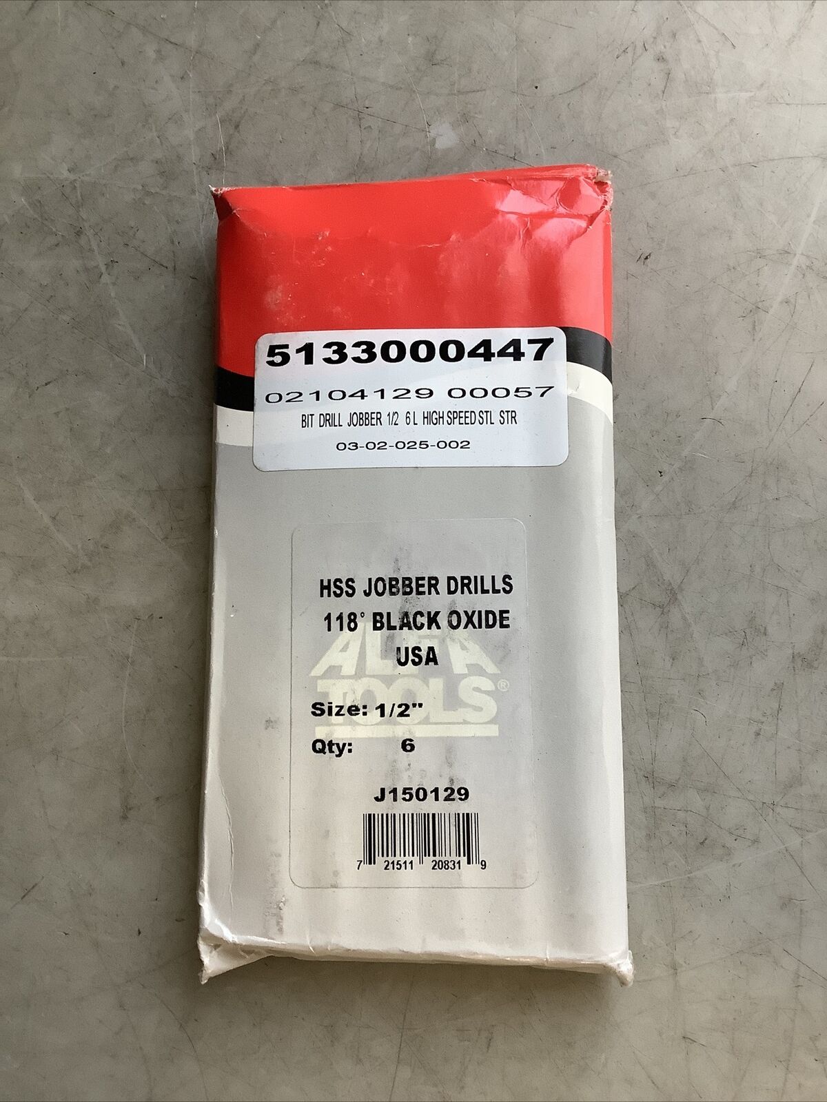 ALFA TOOLS J150129 JOBBER DRILL 118 BLACK OXIDE 1/2IN 373 - QTY 6