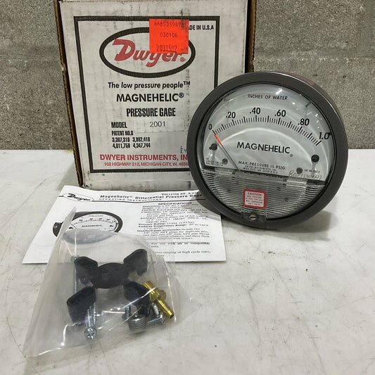 DWYER 2001 MAGNEHELIC PRESSURE GAUGE 15 PSIG 0-1.0 373