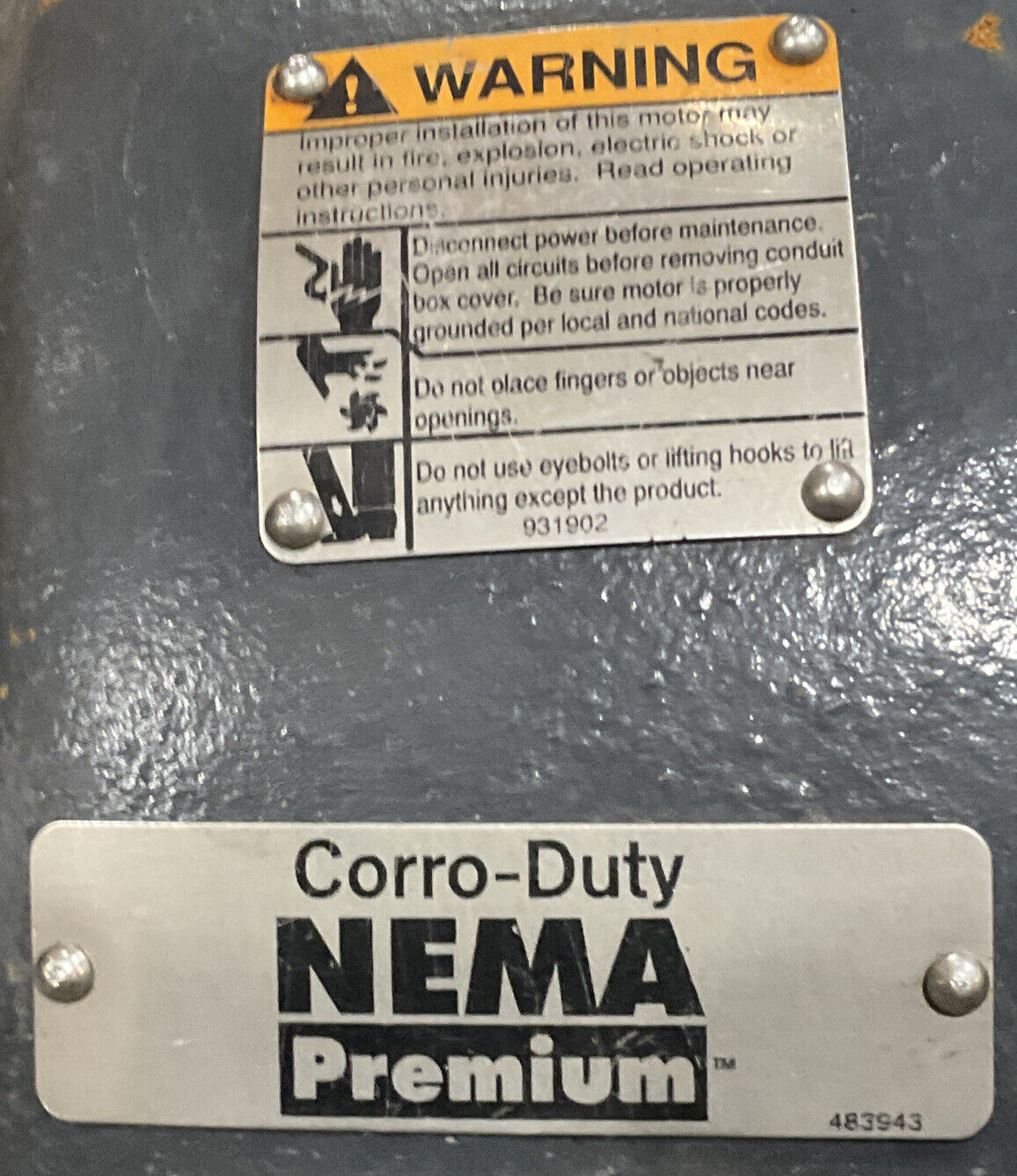 CORRO DUTY NEMA PREMIUM C3P3B S830 TCE GENERAL PURPOSE EFFICIENT MOTOR 373