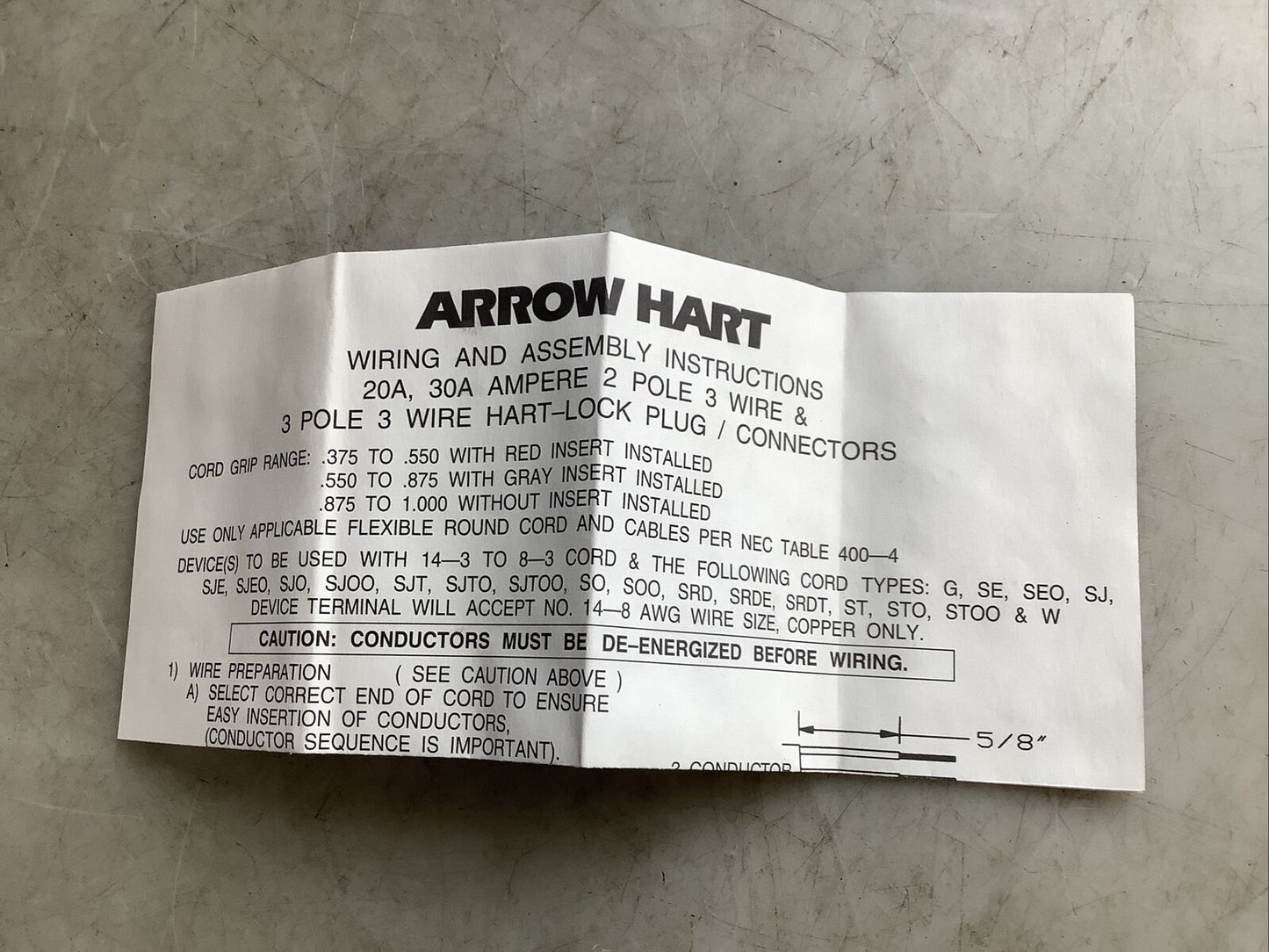 ARROW HART AH6204 LOCKING CONNECTOR 2P 3W 20A 125V 373