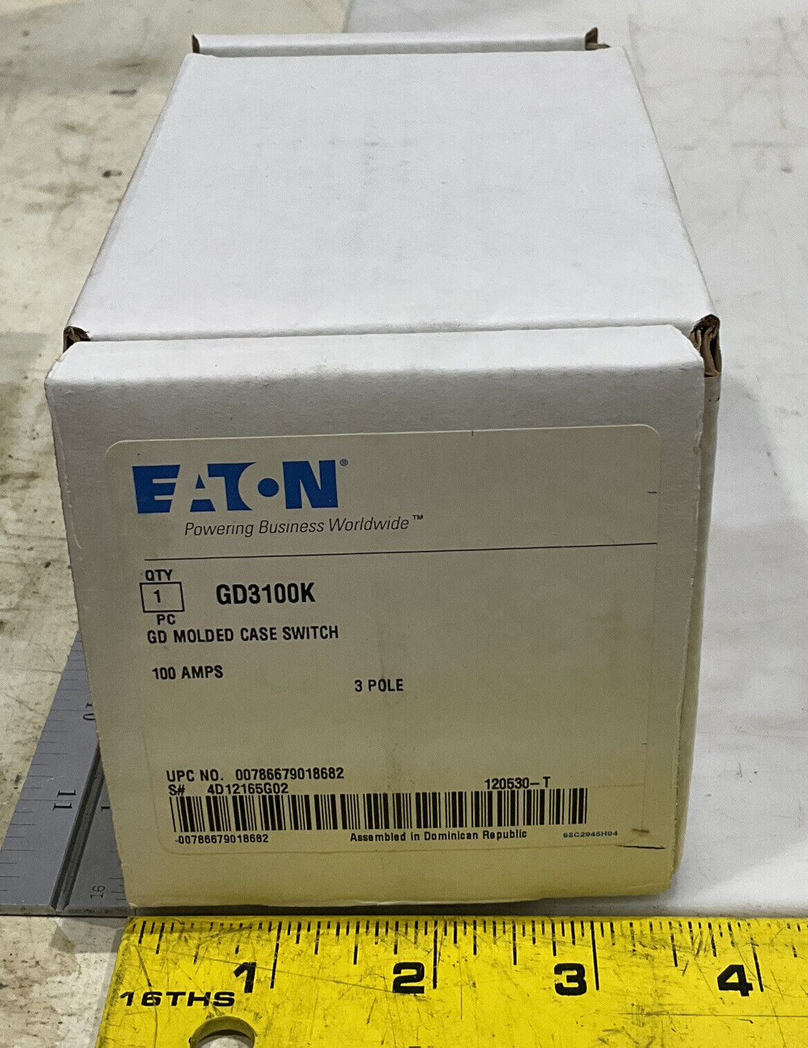 EATON GD3100K 100A MOLDED CASE SWITCH CIRCUIT BREAKER U3S