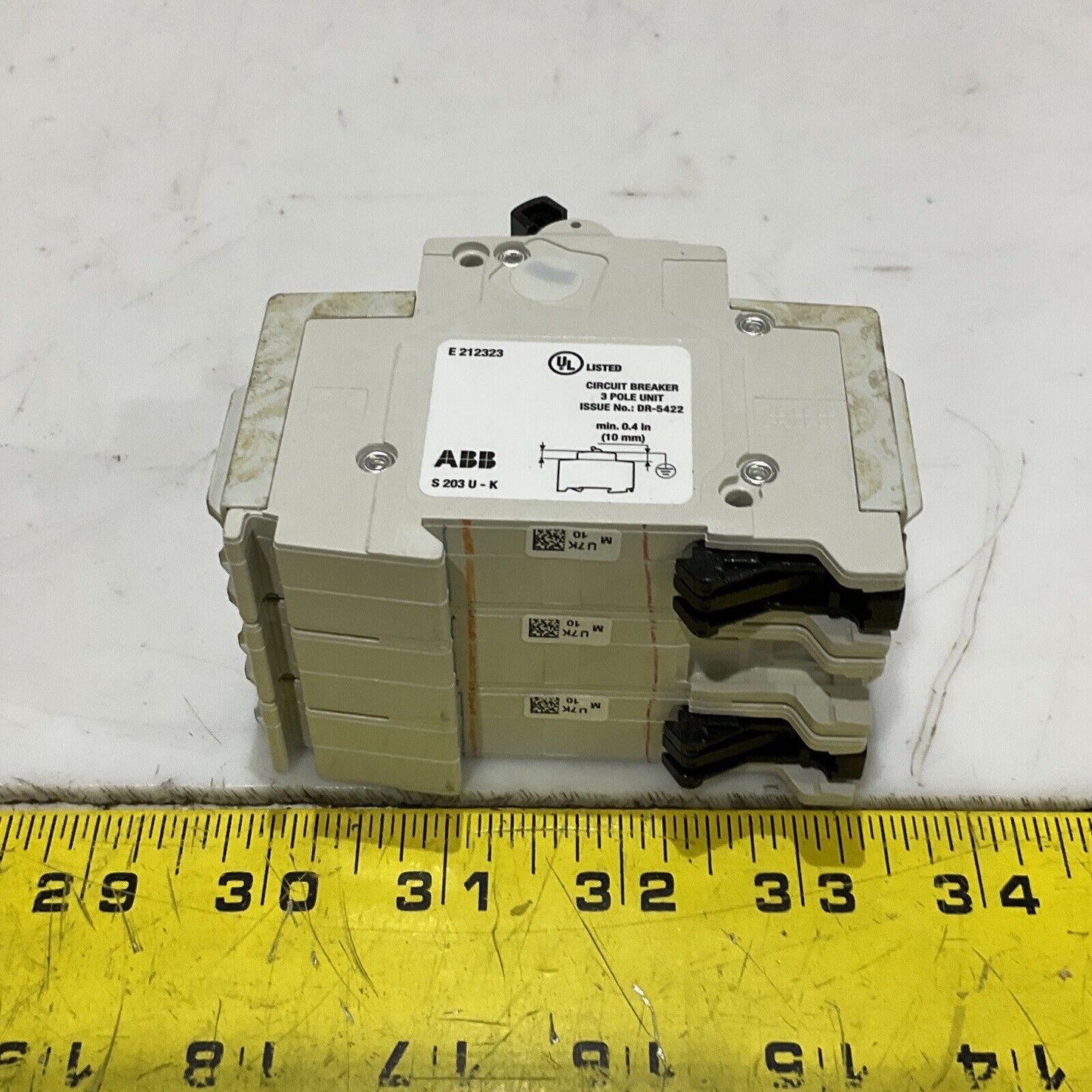 ABB S203U-K 10 A CIRCUIT BREAKER 3P 15A 50/60HZ 240V U3S