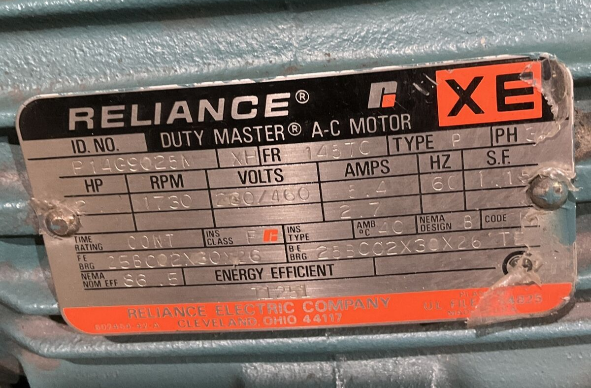 RELIANCE ELECTRIC C0270447-YH DODGE TIGEAR MOTOR U3S