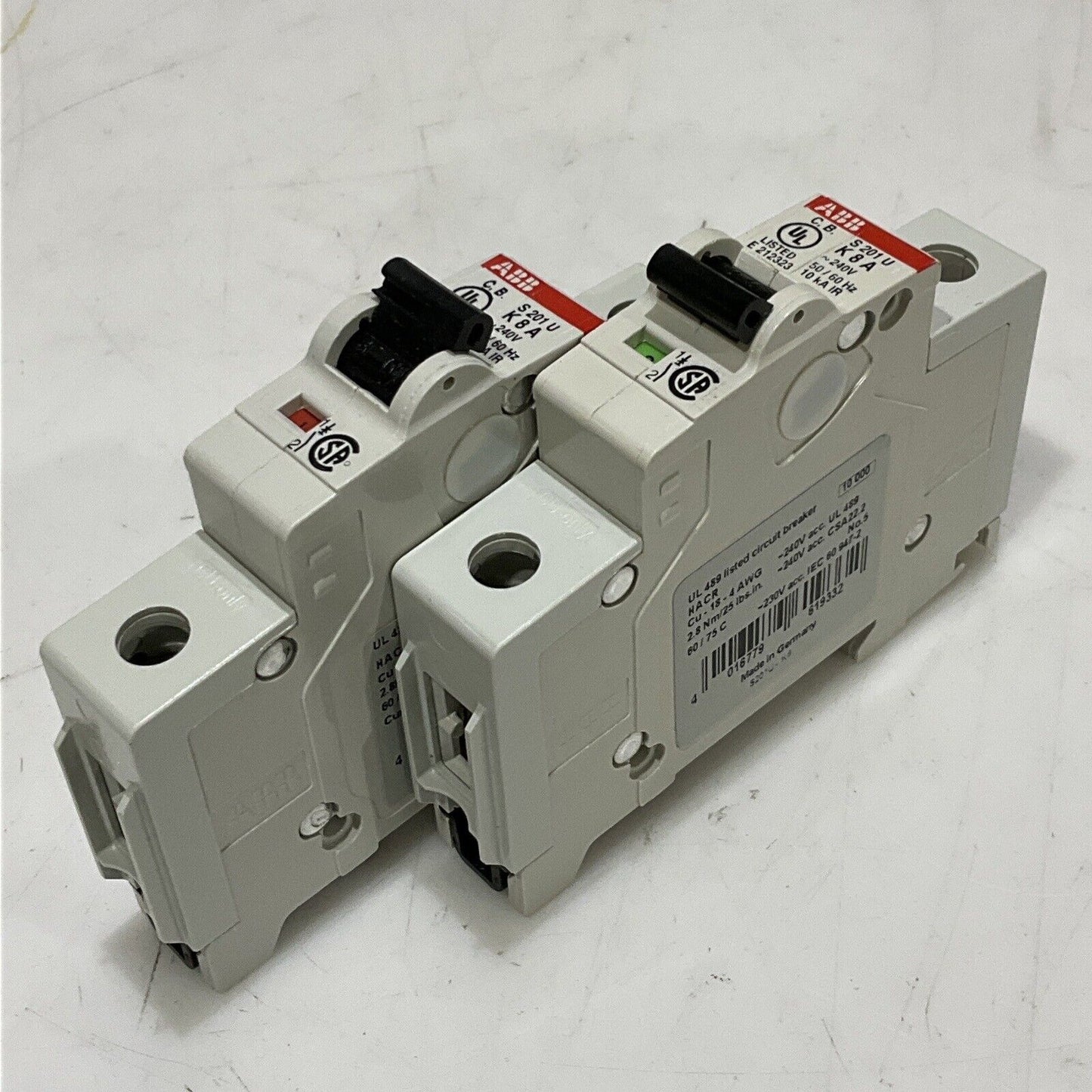 ABB S201U-K8 S 201 U K 8 A CIRCUIT BREAKER 240V 50/60HZ LOT OF 2 U3S