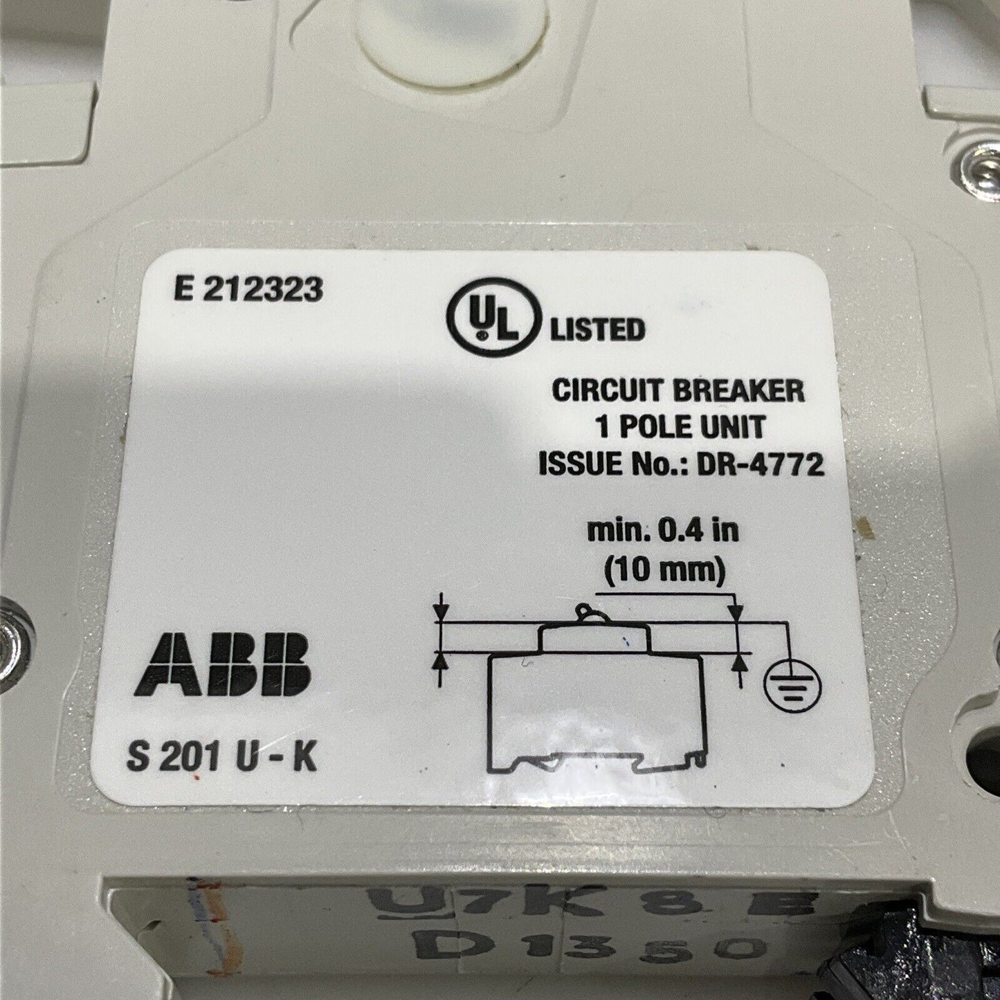 ABB S201U-K8 S 201 U K 8 A CIRCUIT BREAKER 240V 50/60HZ LOT OF 2 U3S