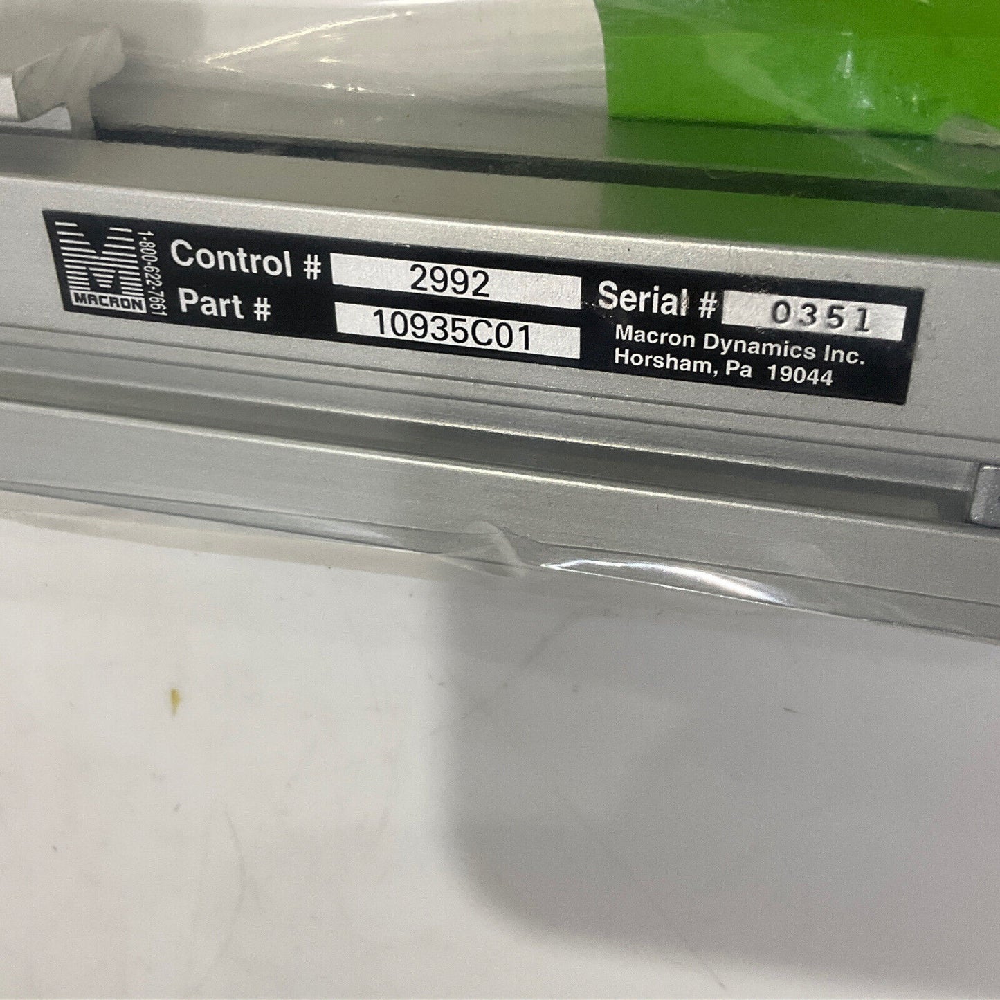 MACRON DYNAMICS INC 10935C01 2992 NBC LINEAR ACTUATOR APPROX 55” U3S